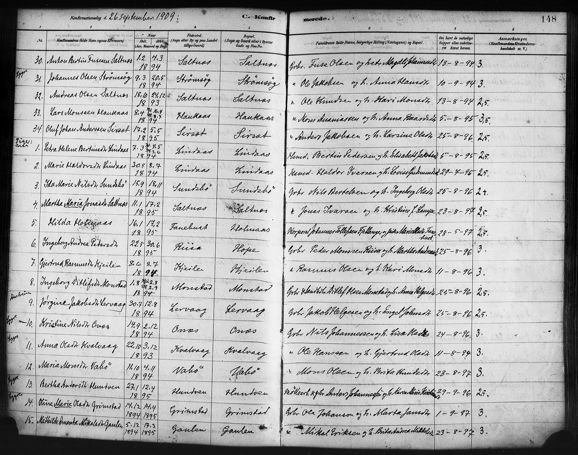 Lindås Sokneprestembete, AV/SAB-A-76701/H/Haa/Haaa/L0019: Parish register (official) no. A 19, 1878-1912, p. 148