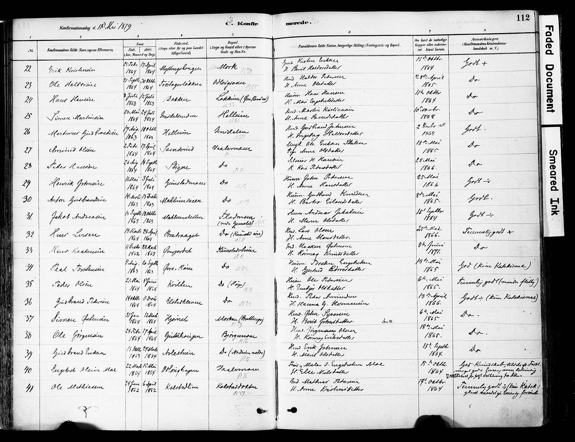 Ringebu prestekontor, AV/SAH-PREST-082/H/Ha/Haa/L0008: Parish register (official) no. 8, 1878-1898, p. 112