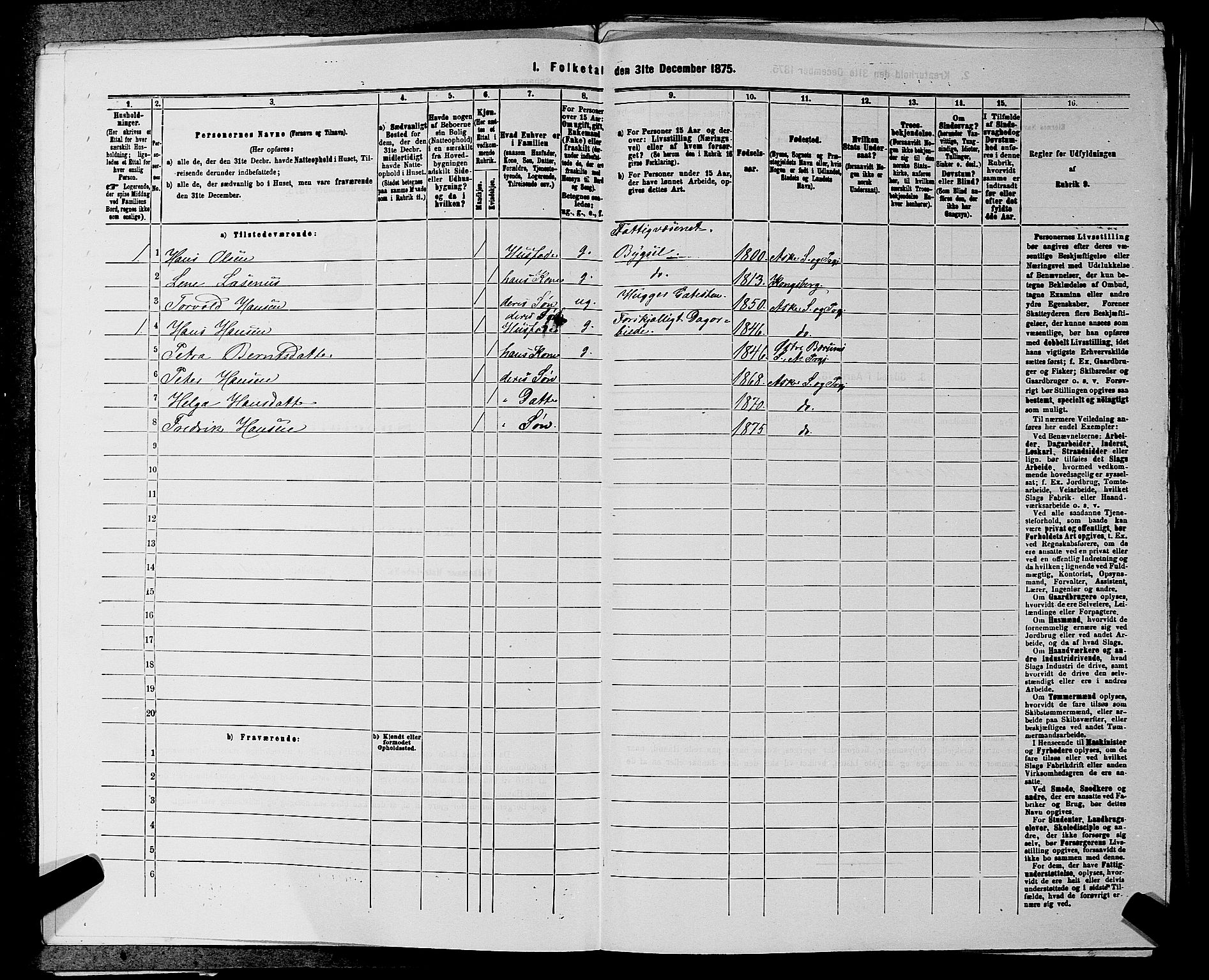 RA, 1875 census for 0220P Asker, 1875, p. 78