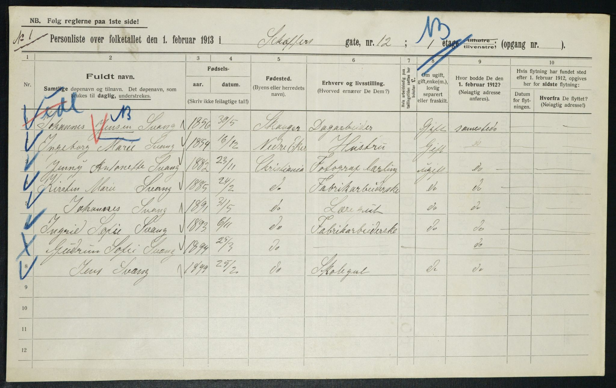 OBA, Municipal Census 1913 for Kristiania, 1913, p. 93290