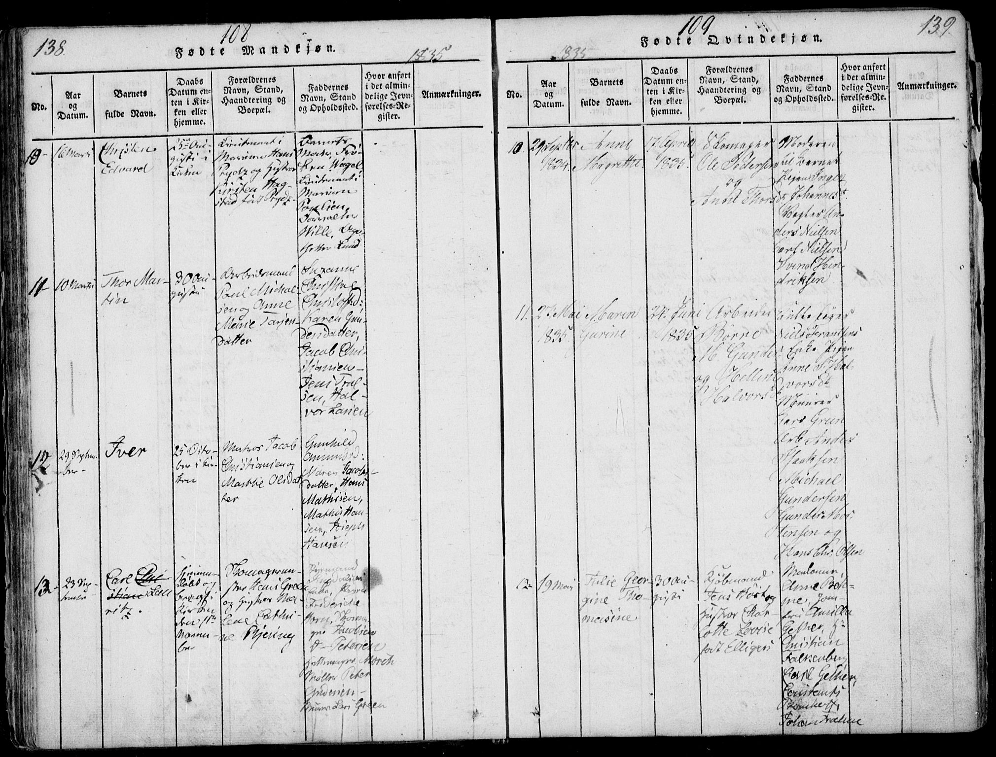 Larvik kirkebøker, AV/SAKO-A-352/F/Fb/L0002: Parish register (official) no. II 2, 1818-1842, p. 138-139
