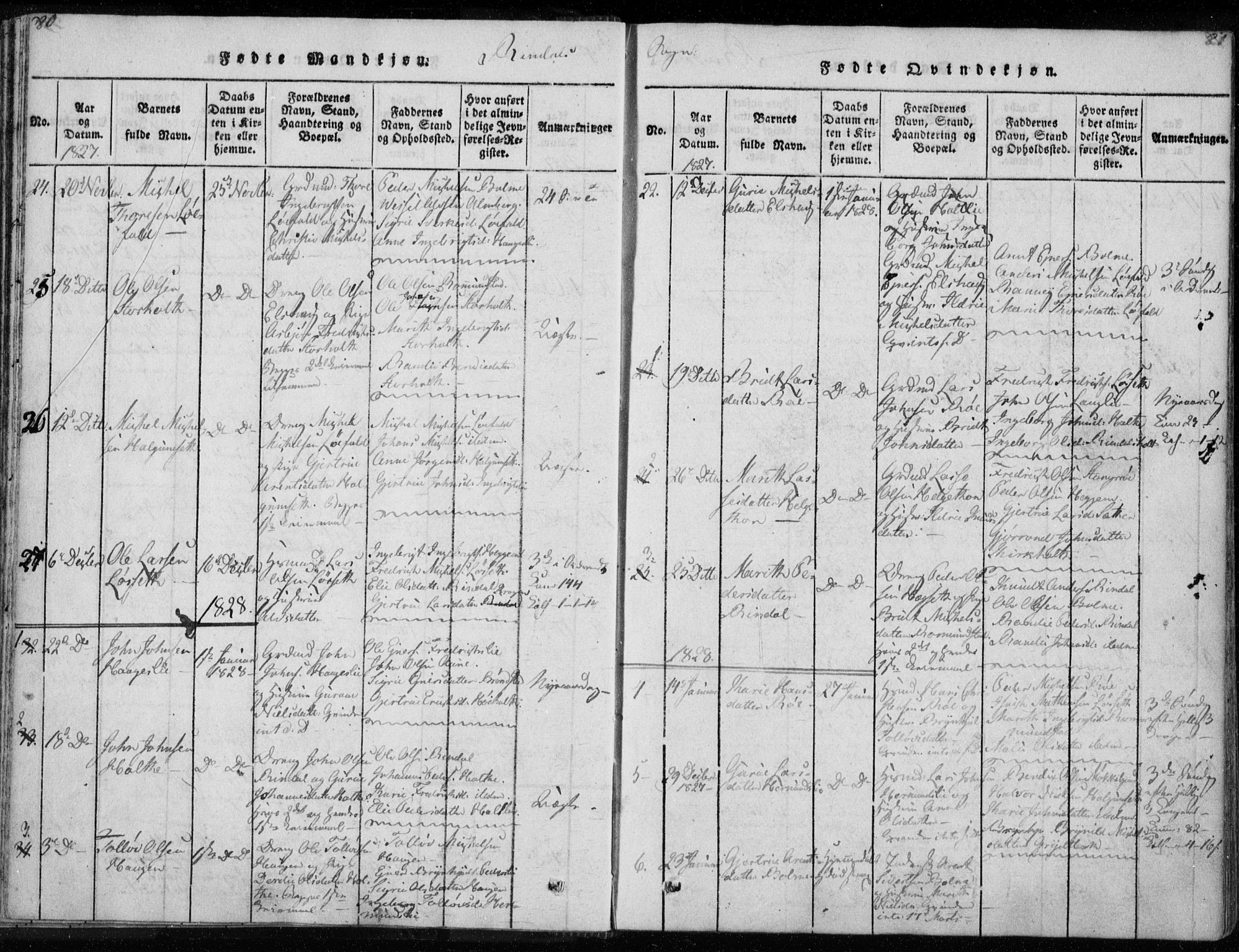 Ministerialprotokoller, klokkerbøker og fødselsregistre - Møre og Romsdal, AV/SAT-A-1454/595/L1041: Parish register (official) no. 595A03, 1819-1829, p. 80-81