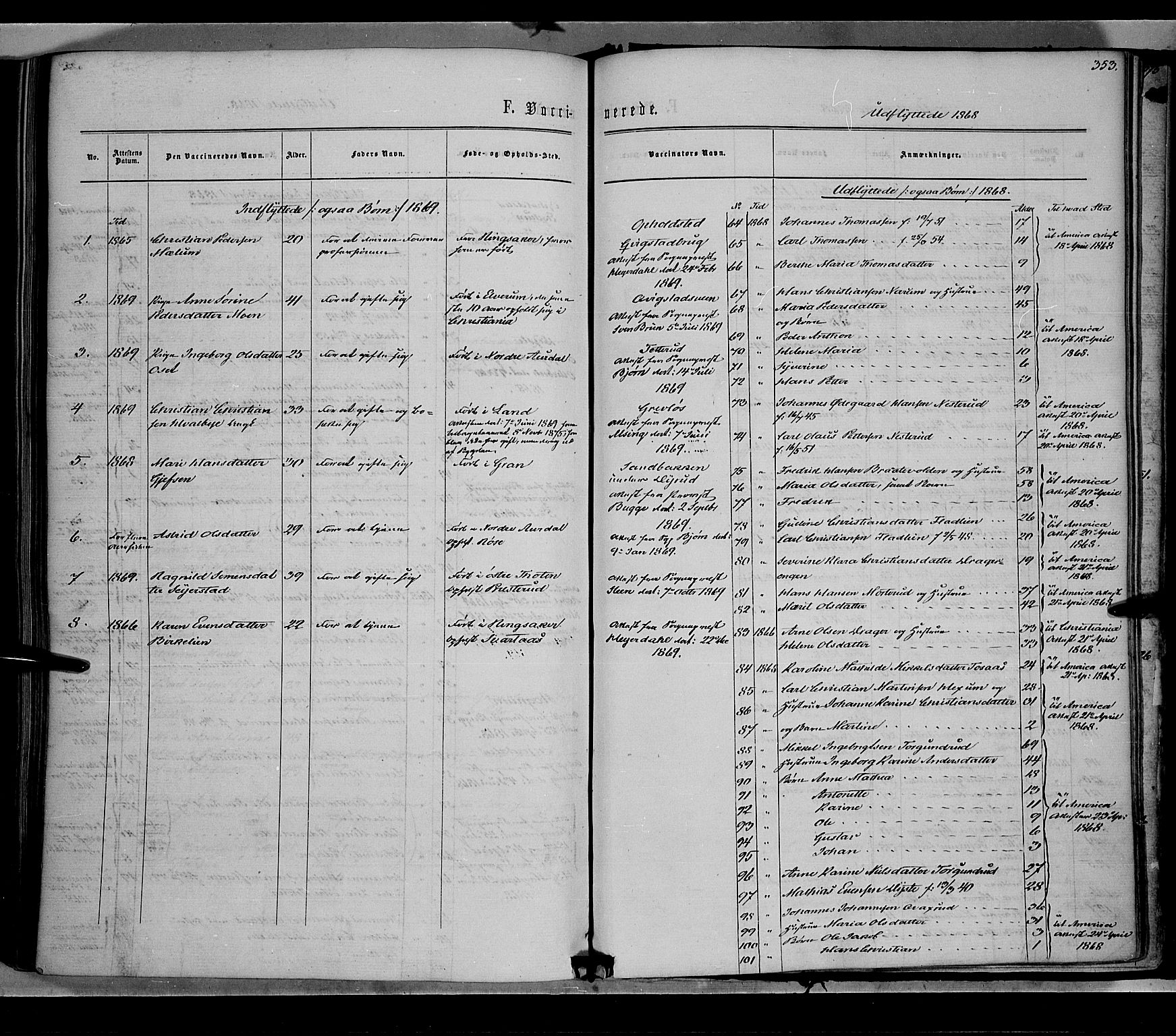 Vestre Toten prestekontor, SAH/PREST-108/H/Ha/Haa/L0007: Parish register (official) no. 7, 1862-1869, p. 353
