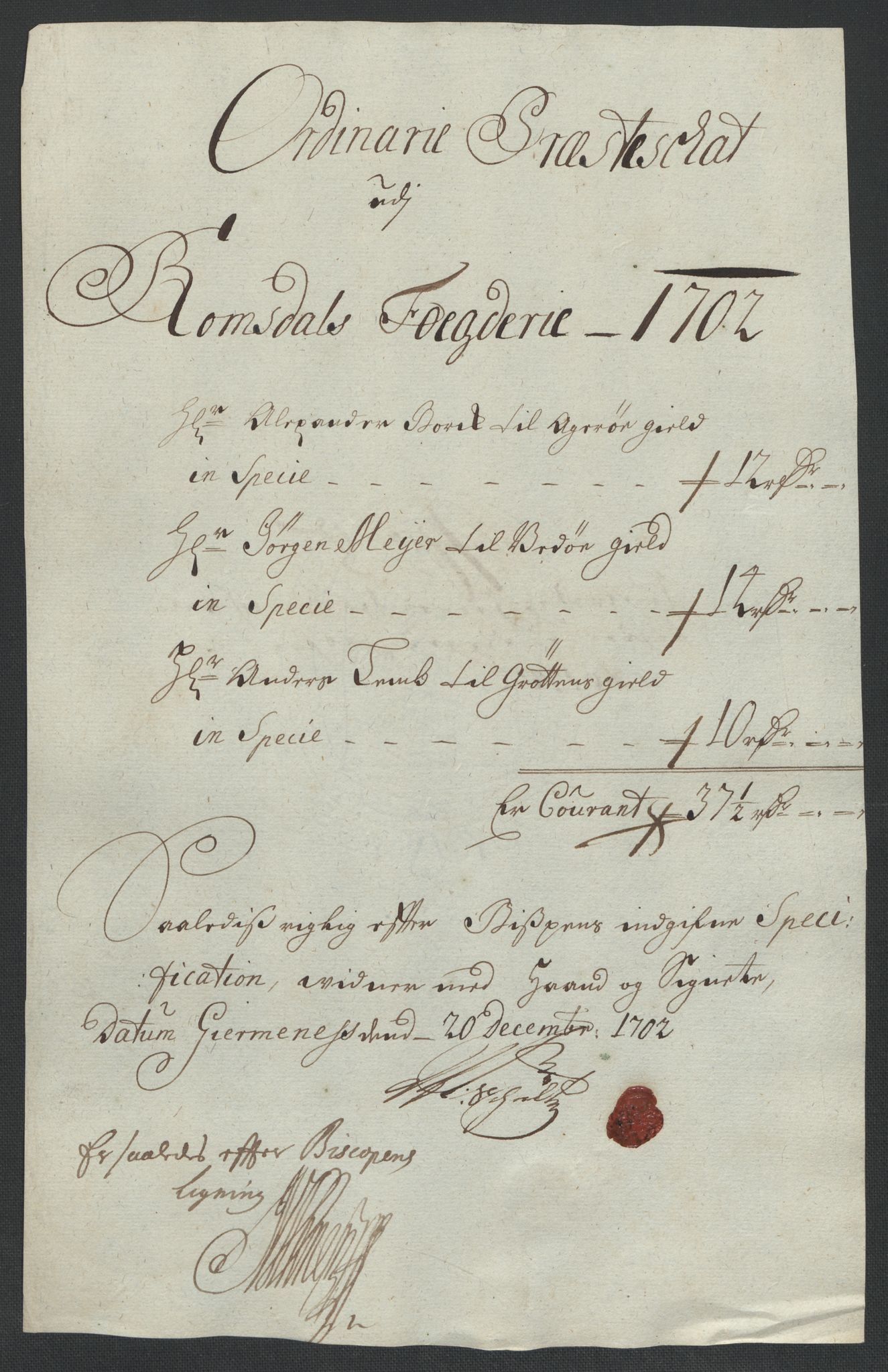 Rentekammeret inntil 1814, Reviderte regnskaper, Fogderegnskap, RA/EA-4092/R55/L3655: Fogderegnskap Romsdal, 1701-1702, p. 266