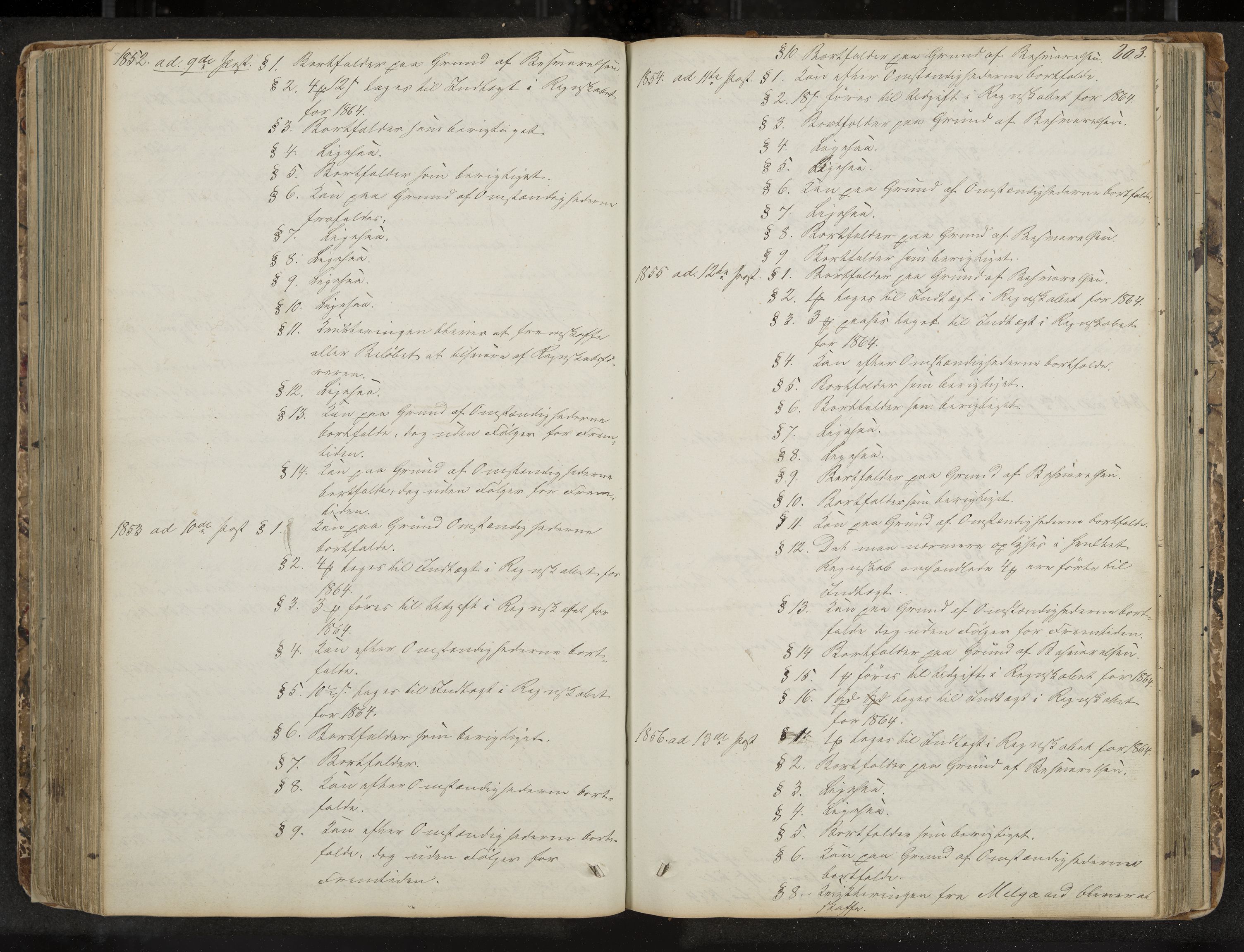 Seljord formannskap og sentraladministrasjon, IKAK/0828021/A/Aa/L0001: Møtebok med register, 1838-1879, p. 203