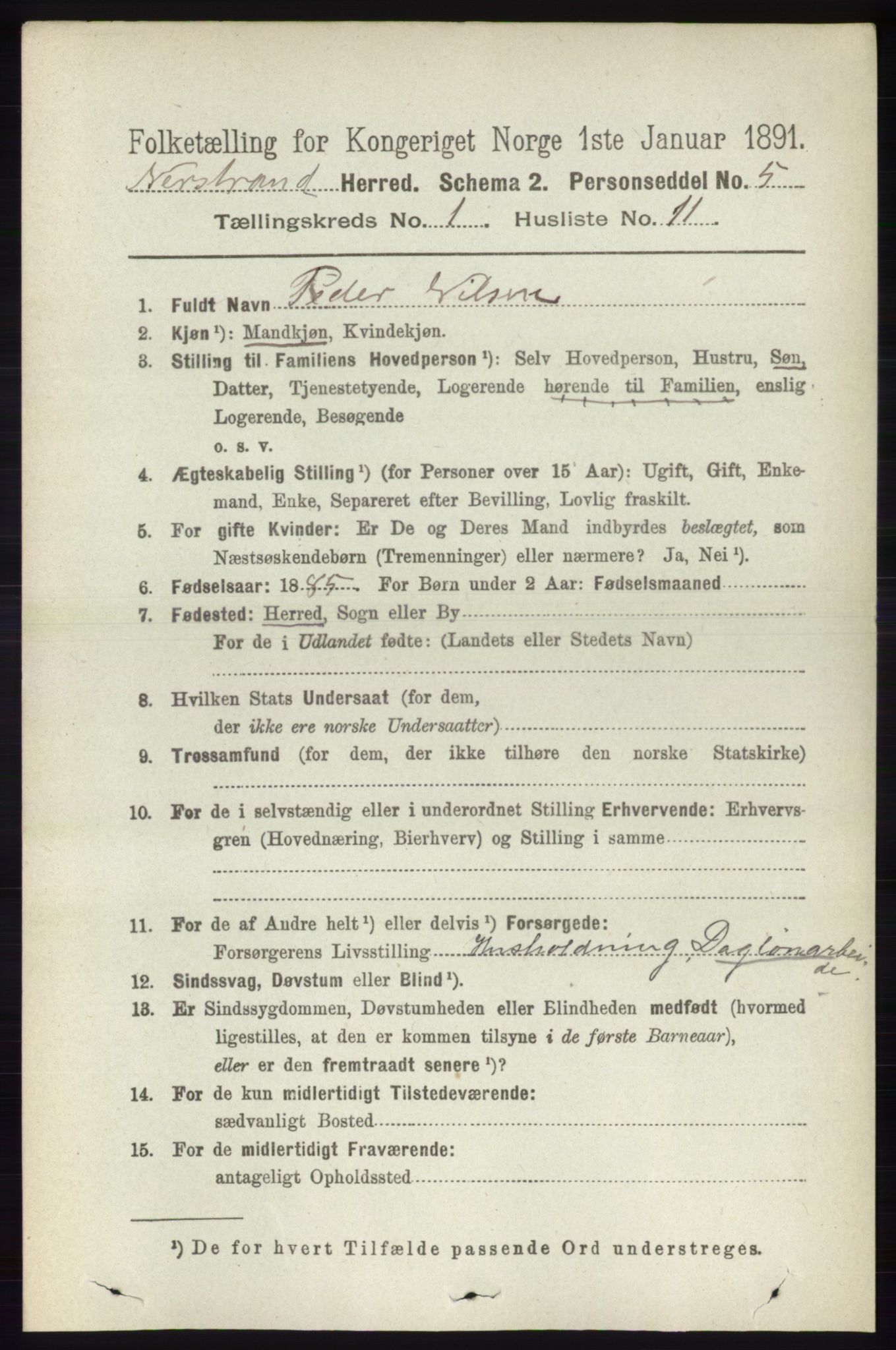 RA, 1891 census for 1139 Nedstrand, 1891, p. 146