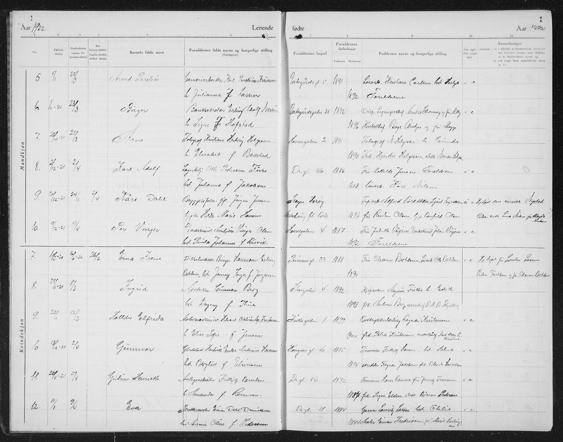 Ministerialprotokoller, klokkerbøker og fødselsregistre - Nordland, AV/SAT-A-1459/801/L0037: Parish register (copy) no. 801C12, 1921-1937, p. 1