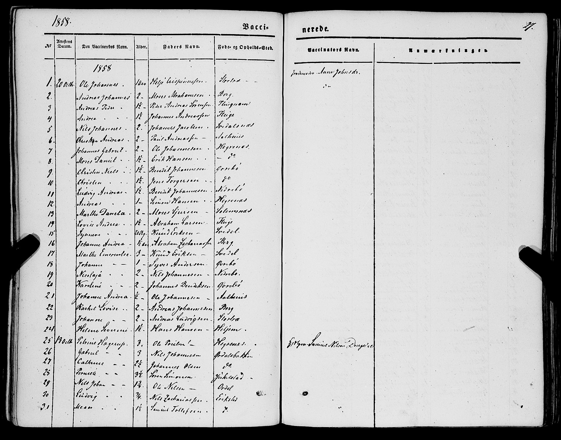 Jølster sokneprestembete, SAB/A-80701/H/Haa/Haaa/L0010: Parish register (official) no. A 10, 1847-1865, p. 27