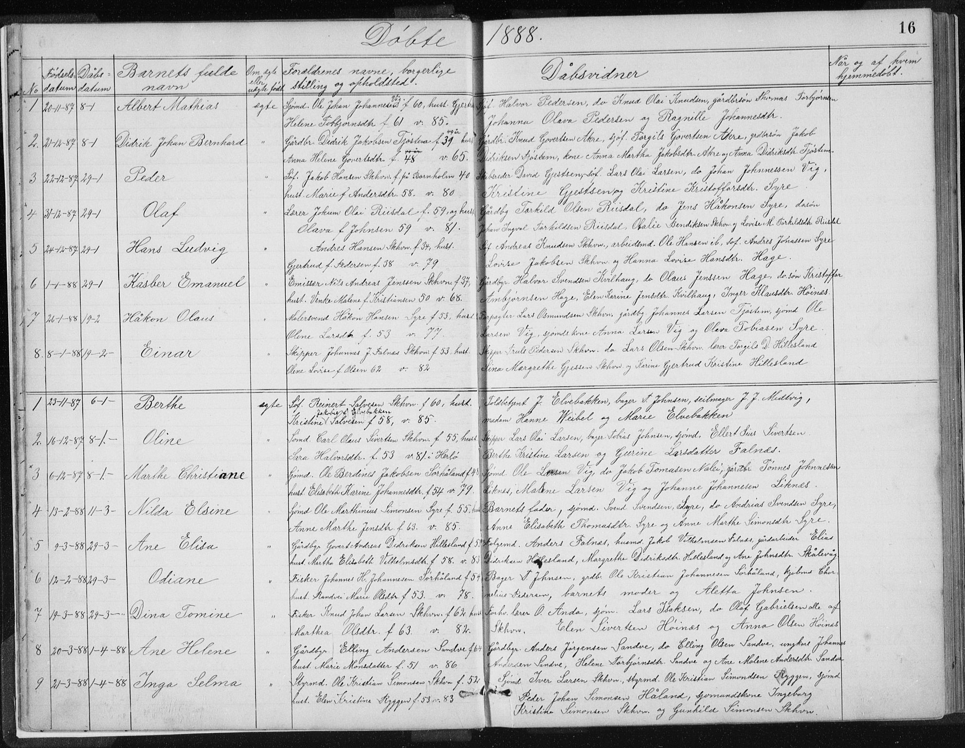 Skudenes sokneprestkontor, SAST/A -101849/H/Ha/Hab/L0007: Parish register (copy) no. B 7, 1885-1899, p. 16