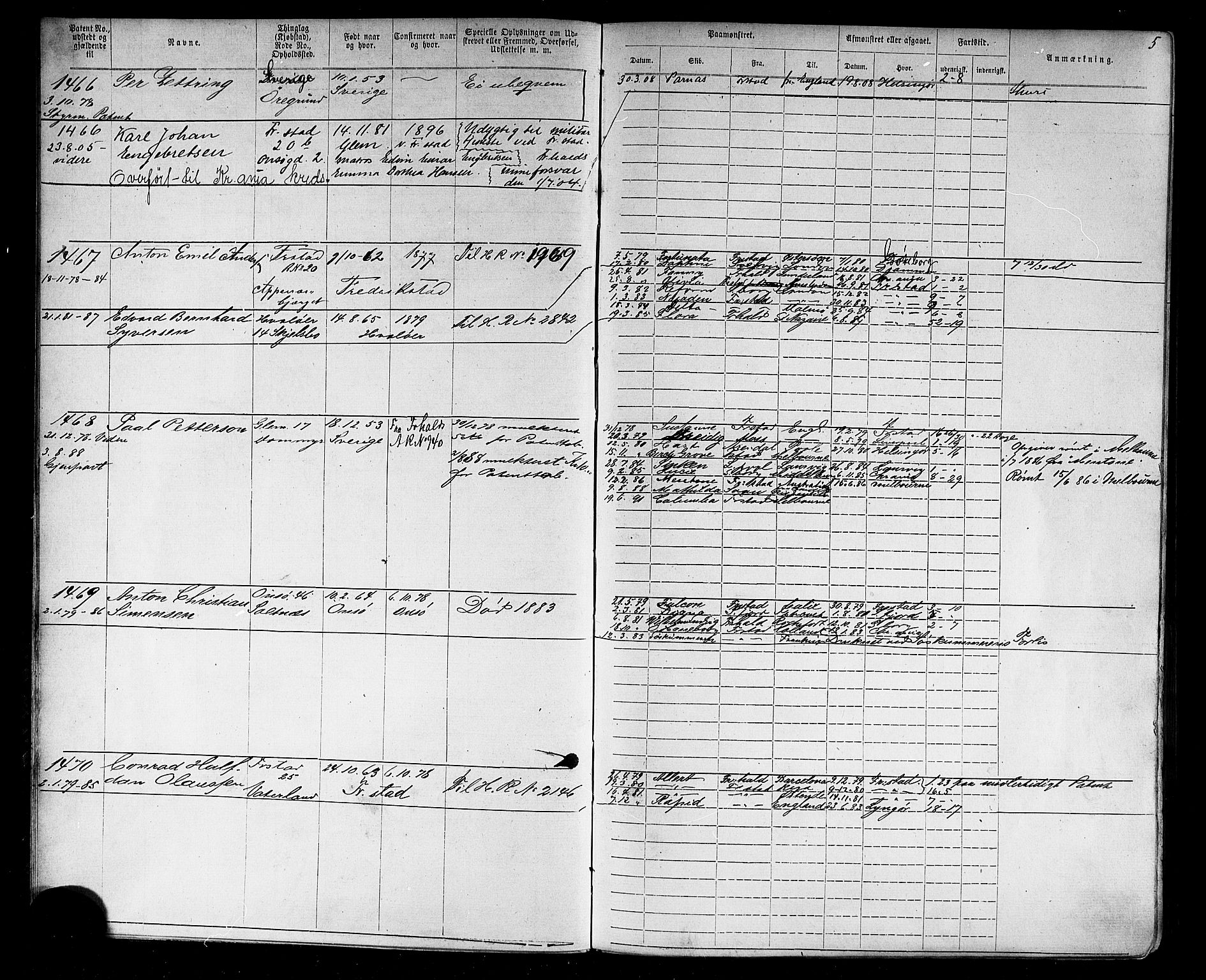 Fredrikstad mønstringskontor, AV/SAO-A-10569b/F/Fc/Fca/L0004: Annotasjonsrulle, 1885-1893, p. 7