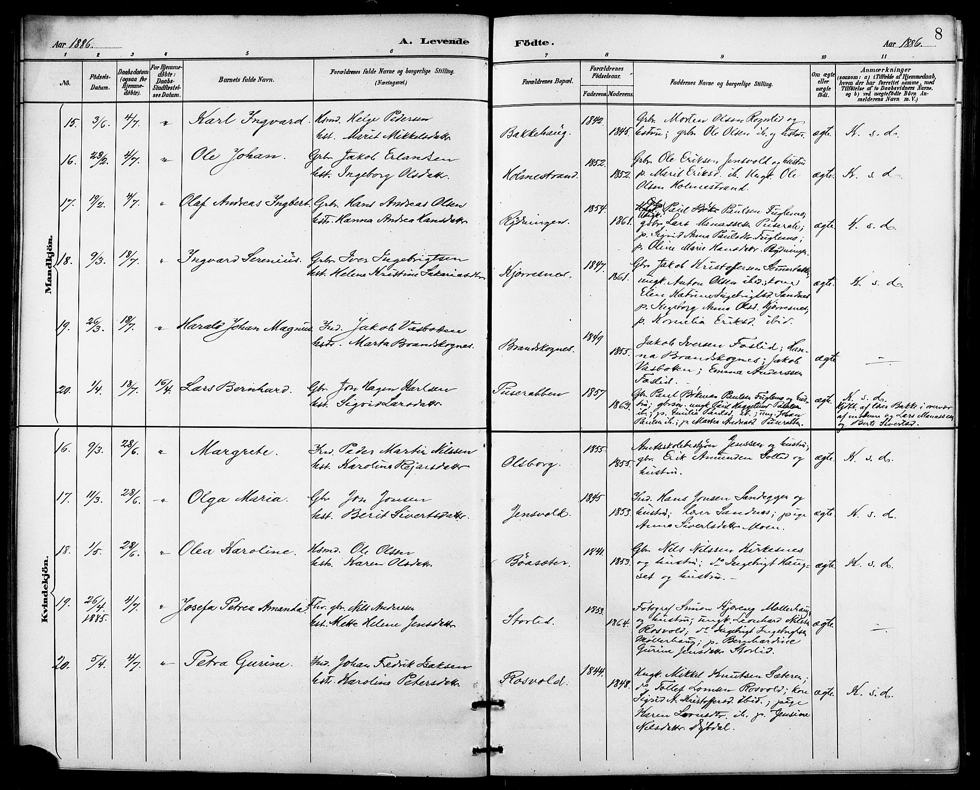 Målselv sokneprestembete, AV/SATØ-S-1311/G/Ga/Gab/L0004klokker: Parish register (copy) no. 4, 1885-1901, p. 8