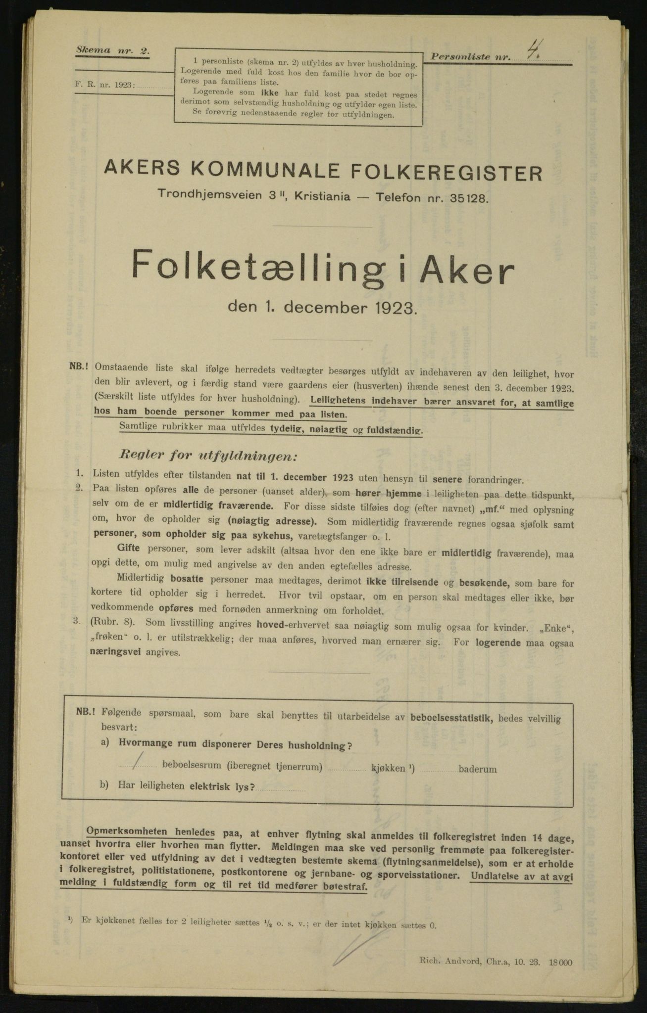 , Municipal Census 1923 for Aker, 1923, p. 26077