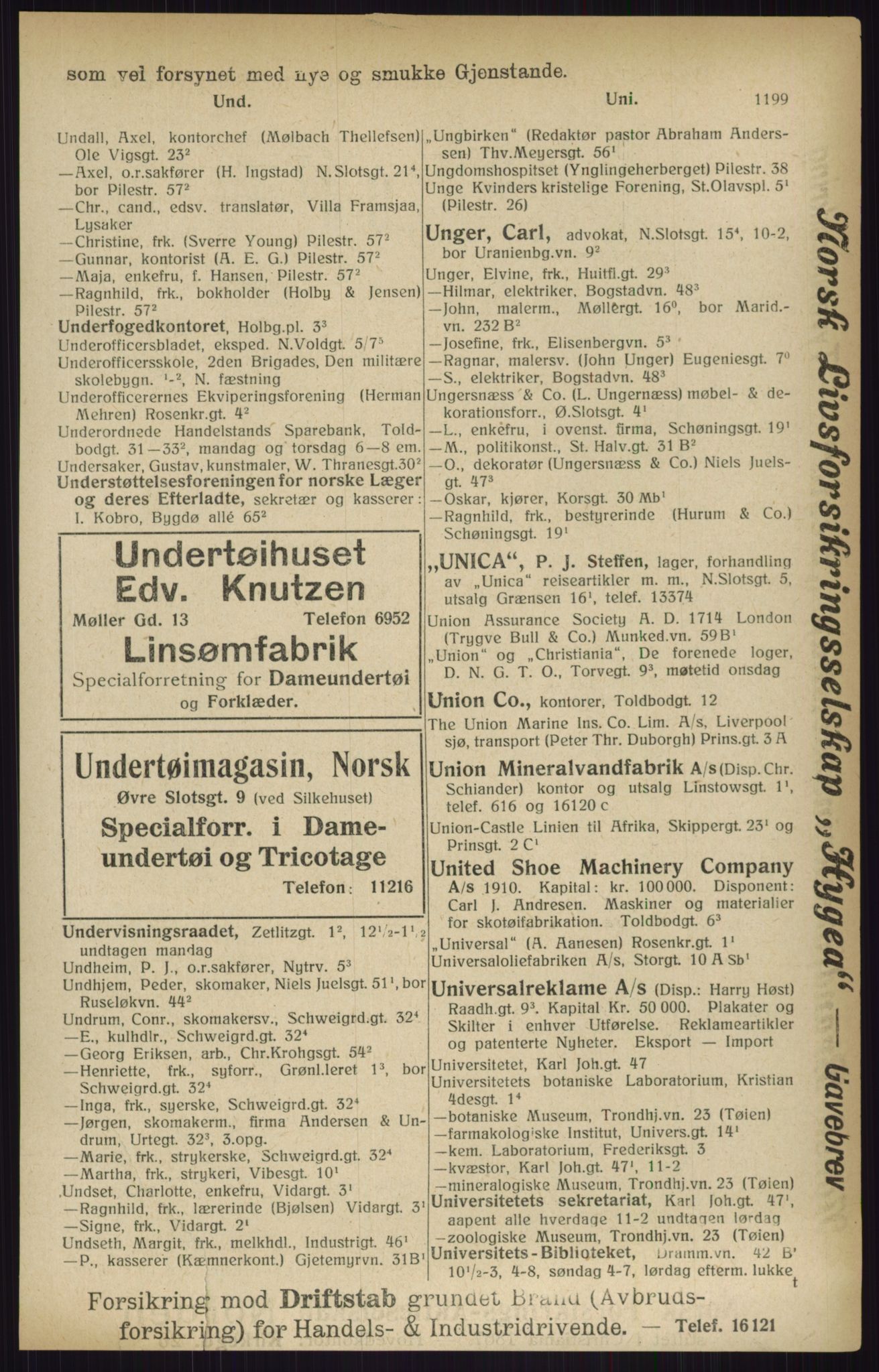 Kristiania/Oslo adressebok, PUBL/-, 1916, p. 1199