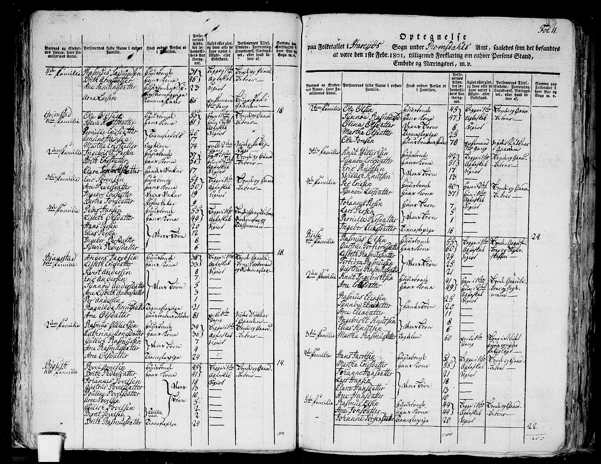 RA, 1801 census for 1516P Ulstein, 1801, p. 52b-53a