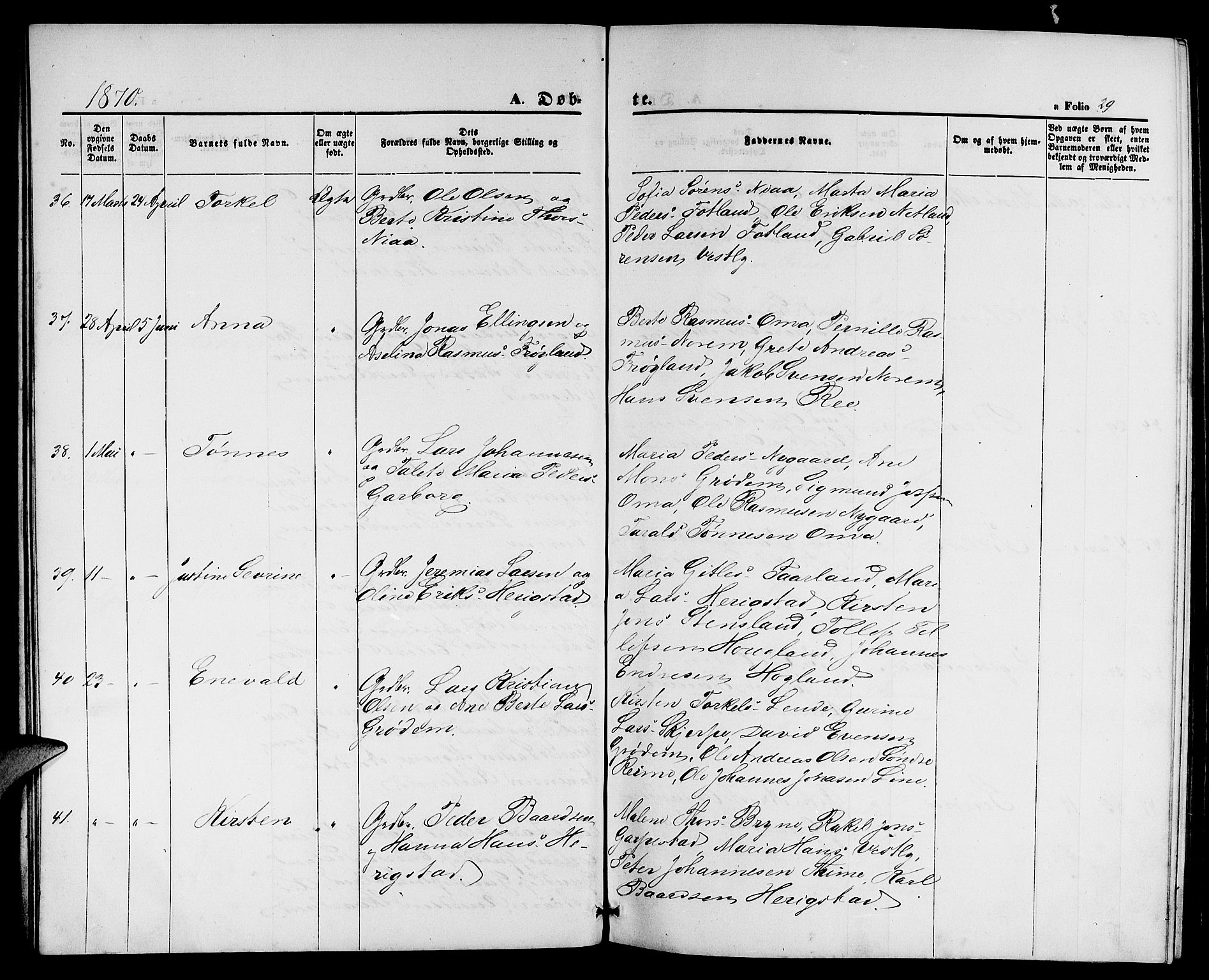 Lye sokneprestkontor, AV/SAST-A-101794/001/30BB/L0004: Parish register (copy) no. B 4, 1868-1878, p. 29