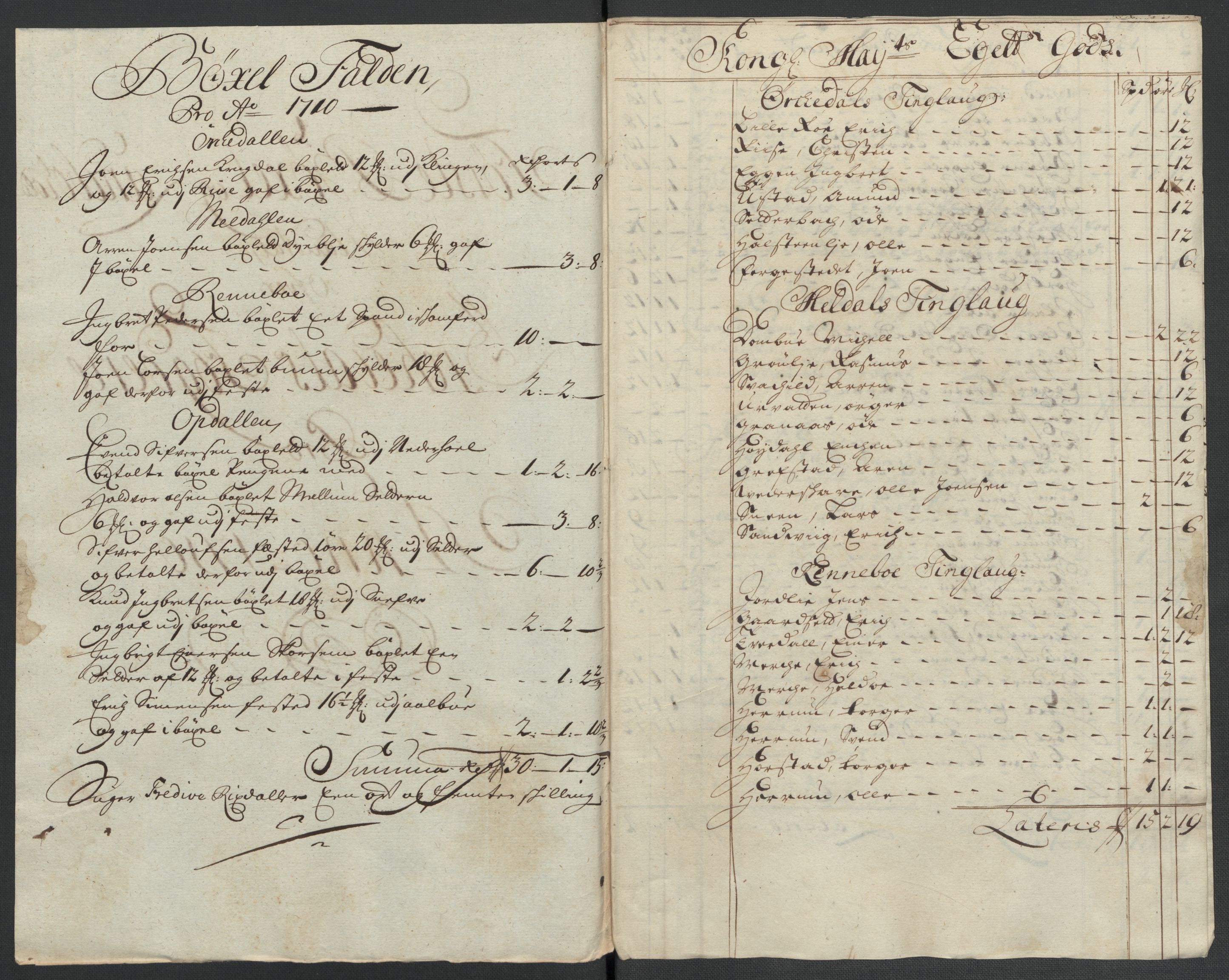 Rentekammeret inntil 1814, Reviderte regnskaper, Fogderegnskap, RA/EA-4092/R60/L3960: Fogderegnskap Orkdal og Gauldal, 1710, p. 164