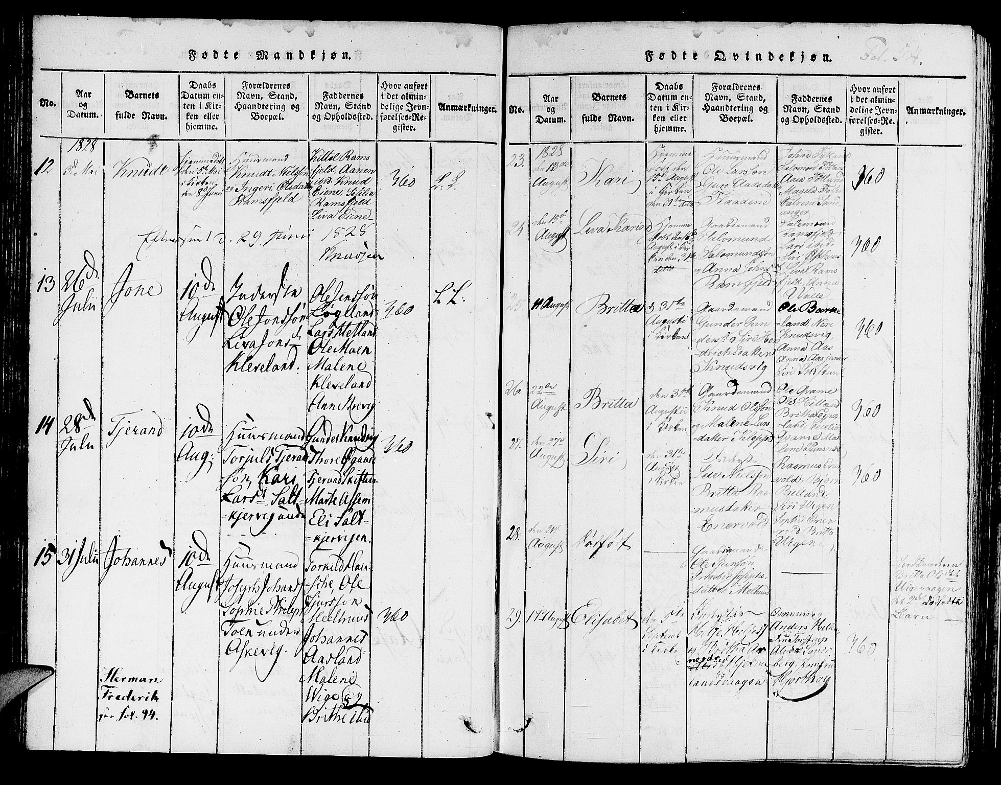 Hjelmeland sokneprestkontor, AV/SAST-A-101843/01/IV/L0003: Parish register (official) no. A 3, 1816-1834, p. 54