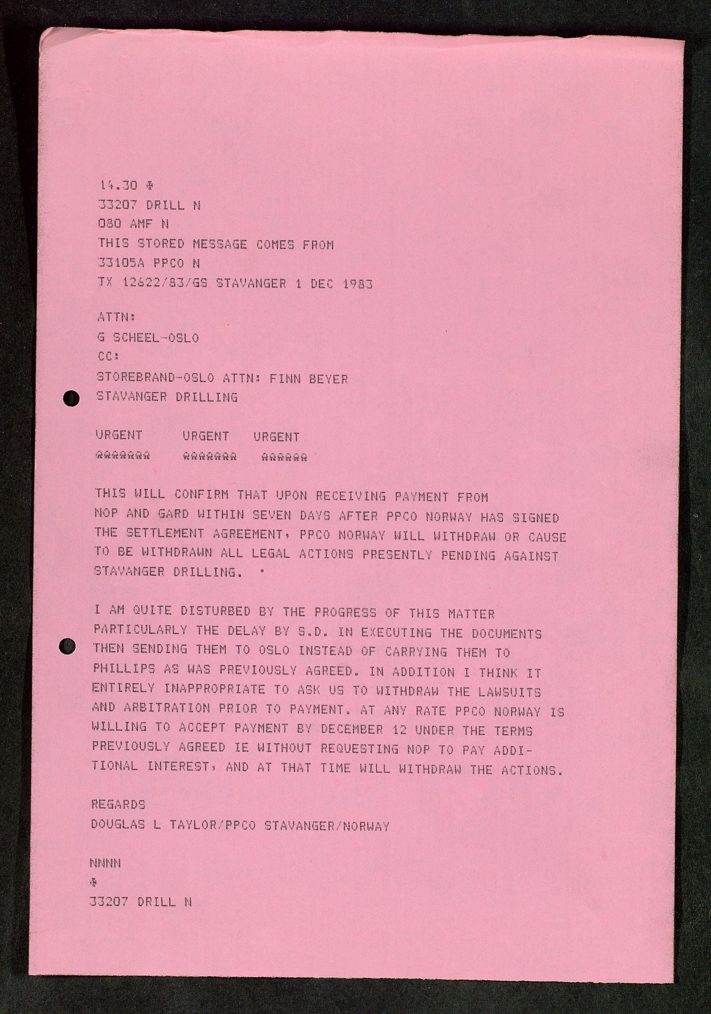 Pa 1503 - Stavanger Drilling AS, AV/SAST-A-101906/Da/L0017: Alexander L. Kielland - Saks- og korrespondansearkiv, 1981-1984, p. 173