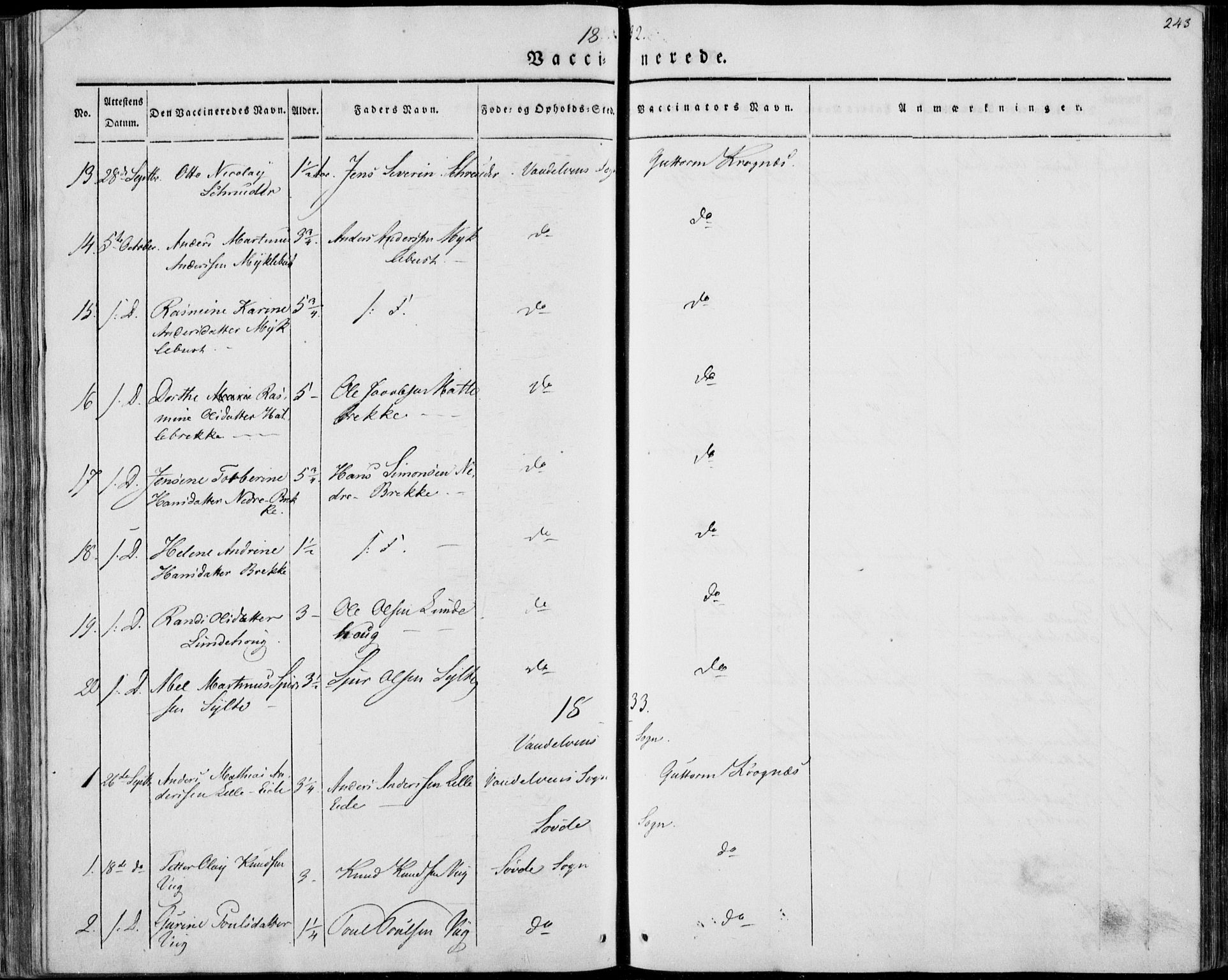 Ministerialprotokoller, klokkerbøker og fødselsregistre - Møre og Romsdal, AV/SAT-A-1454/501/L0005: Parish register (official) no. 501A05, 1831-1844, p. 243