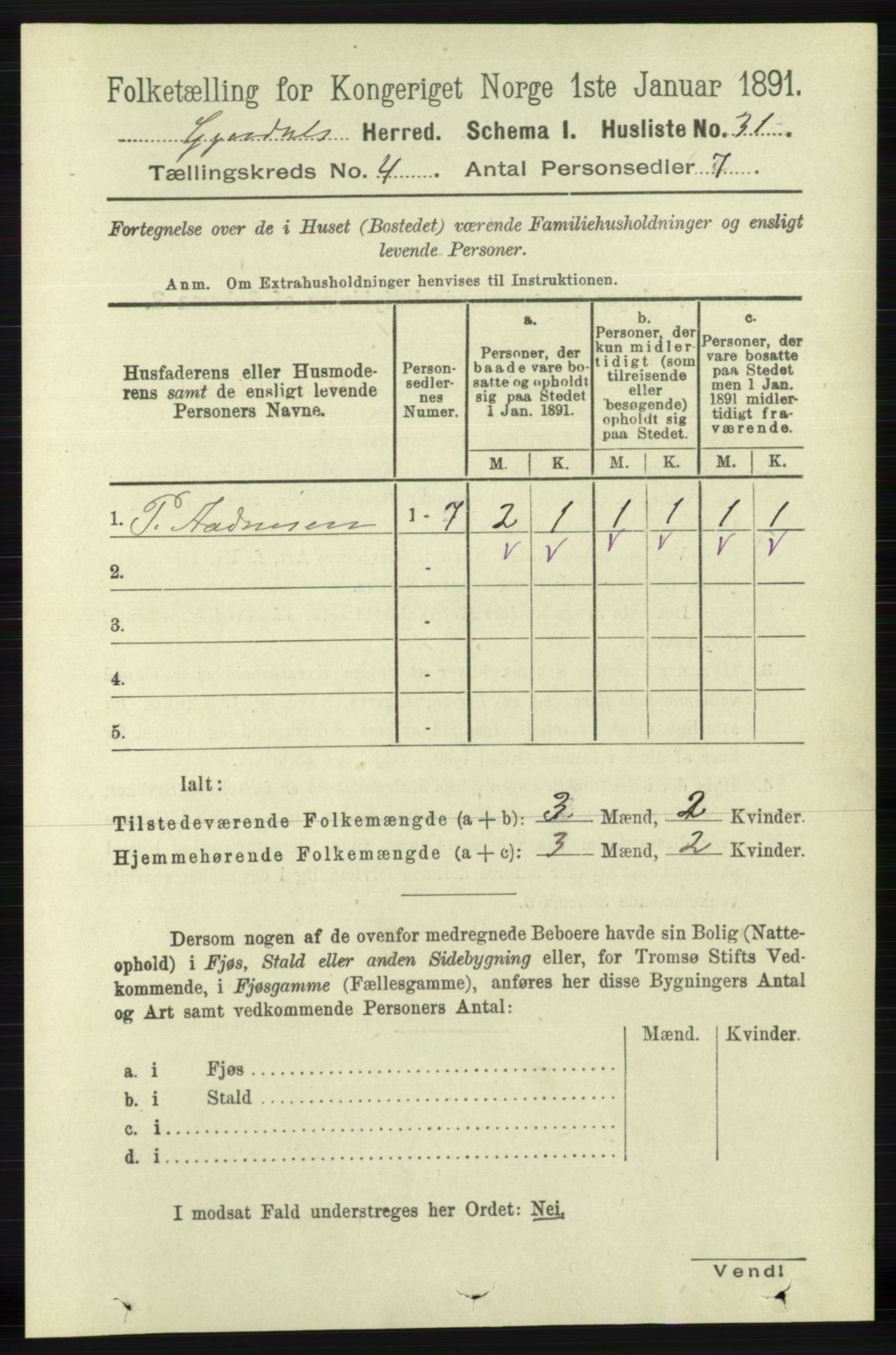 RA, 1891 census for 1122 Gjesdal, 1891, p. 1170