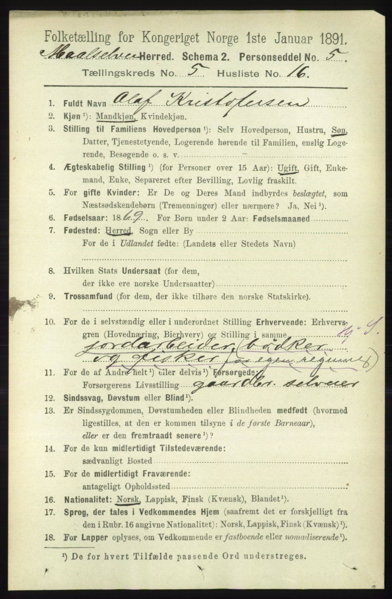 RA, 1891 census for 1924 Målselv, 1891, p. 1735