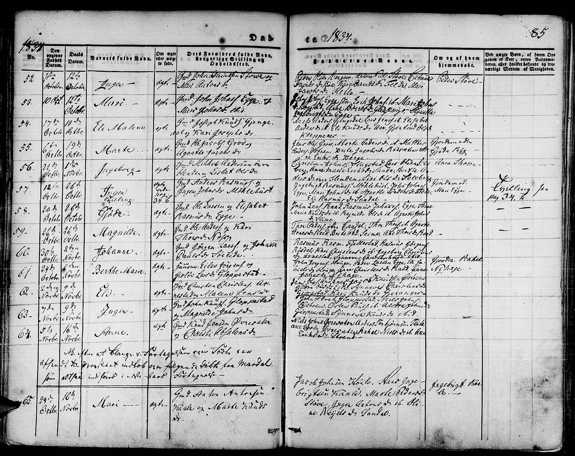 Gloppen sokneprestembete, AV/SAB-A-80101/H/Haa/Haaa/L0007: Parish register (official) no. A 7, 1827-1837, p. 85