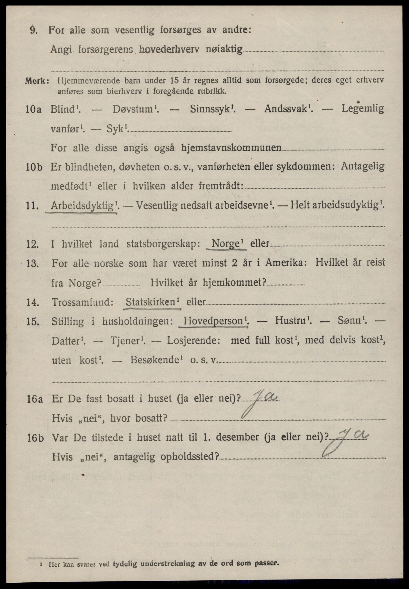 SAT, 1920 census for Straumsnes, 1920, p. 1098