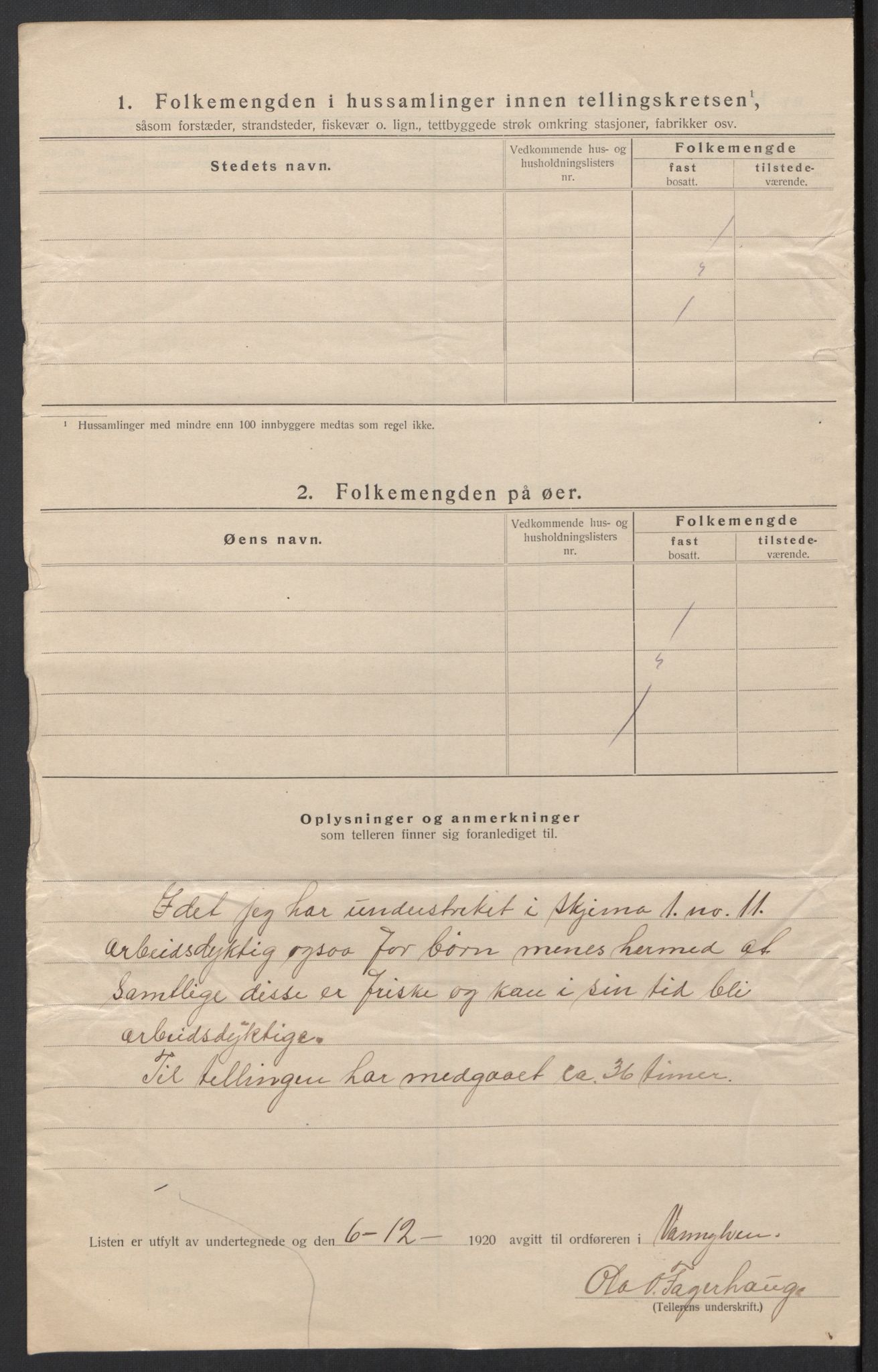 SAT, 1920 census for Vanylven, 1920, p. 7