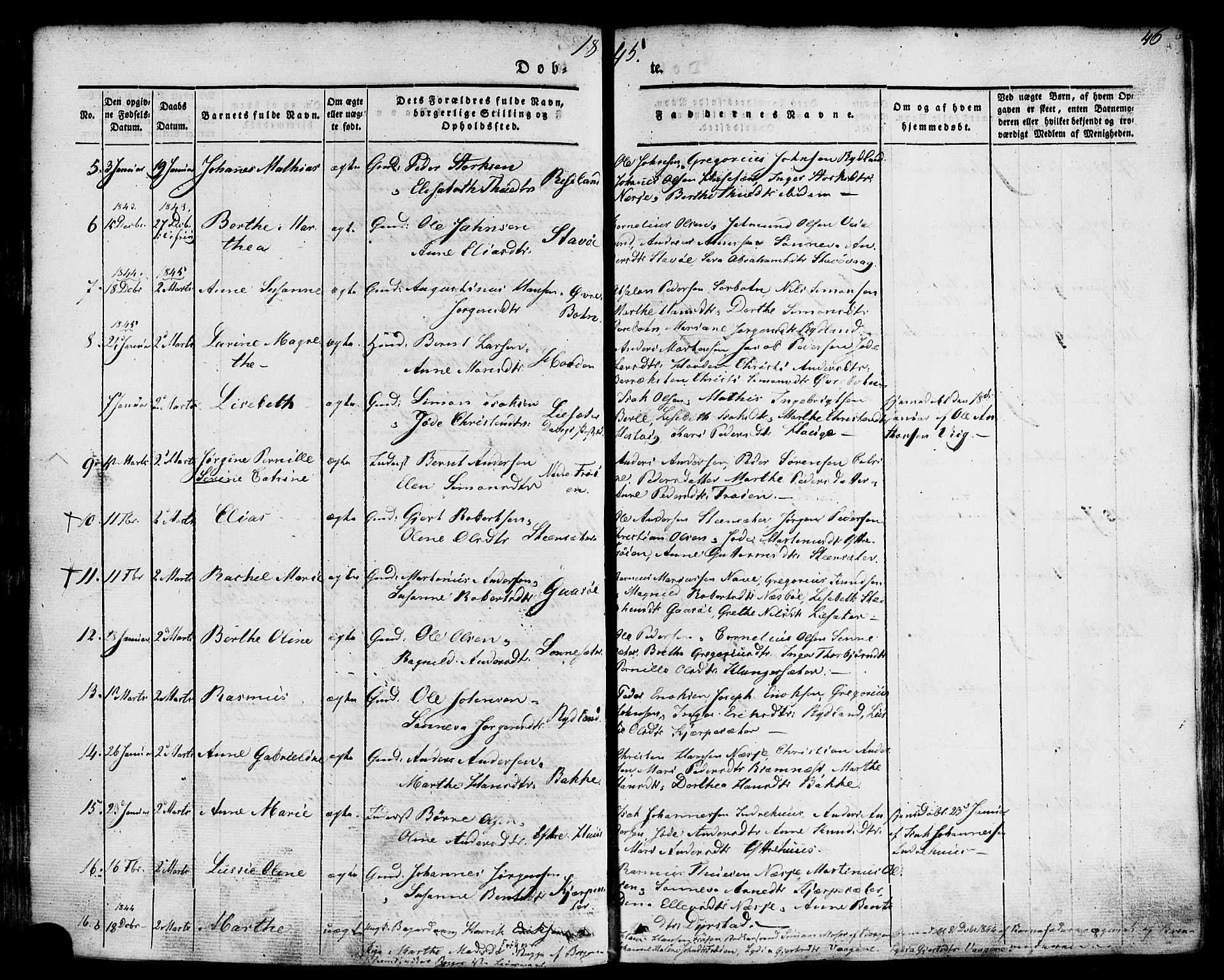 Kinn sokneprestembete, AV/SAB-A-80801/H/Haa/Haaa/L0005: Parish register (official) no. A 5, 1841-1857, p. 46