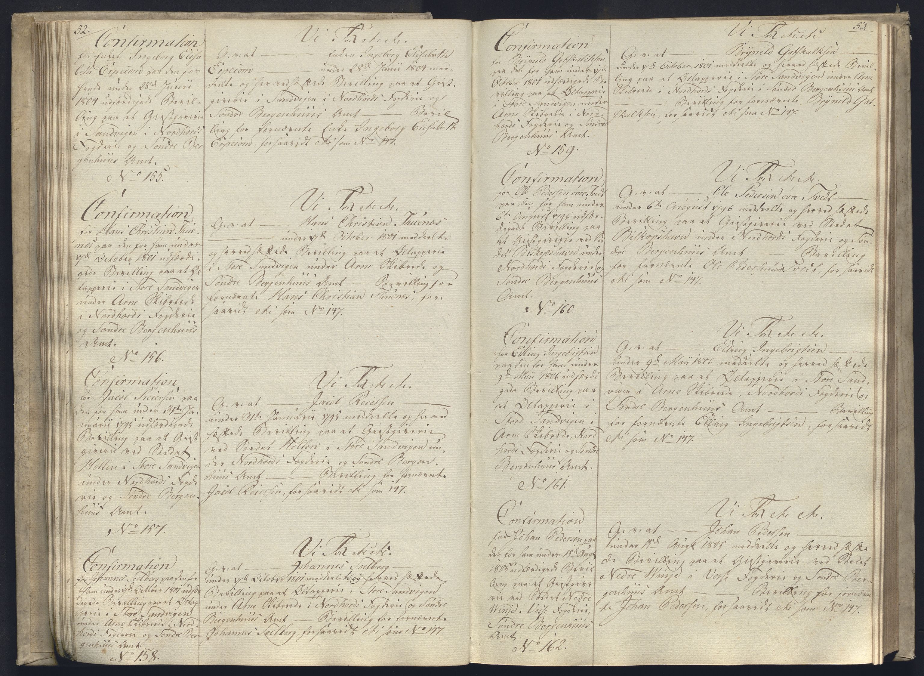 Rentekammeret, Kammerkanselliet, RA/EA-3111/G/Gg/Ggc/Ggca/L0003: Norsk konfirmasjonsekspedisjonsprotokoll, 1813, p. 52-53