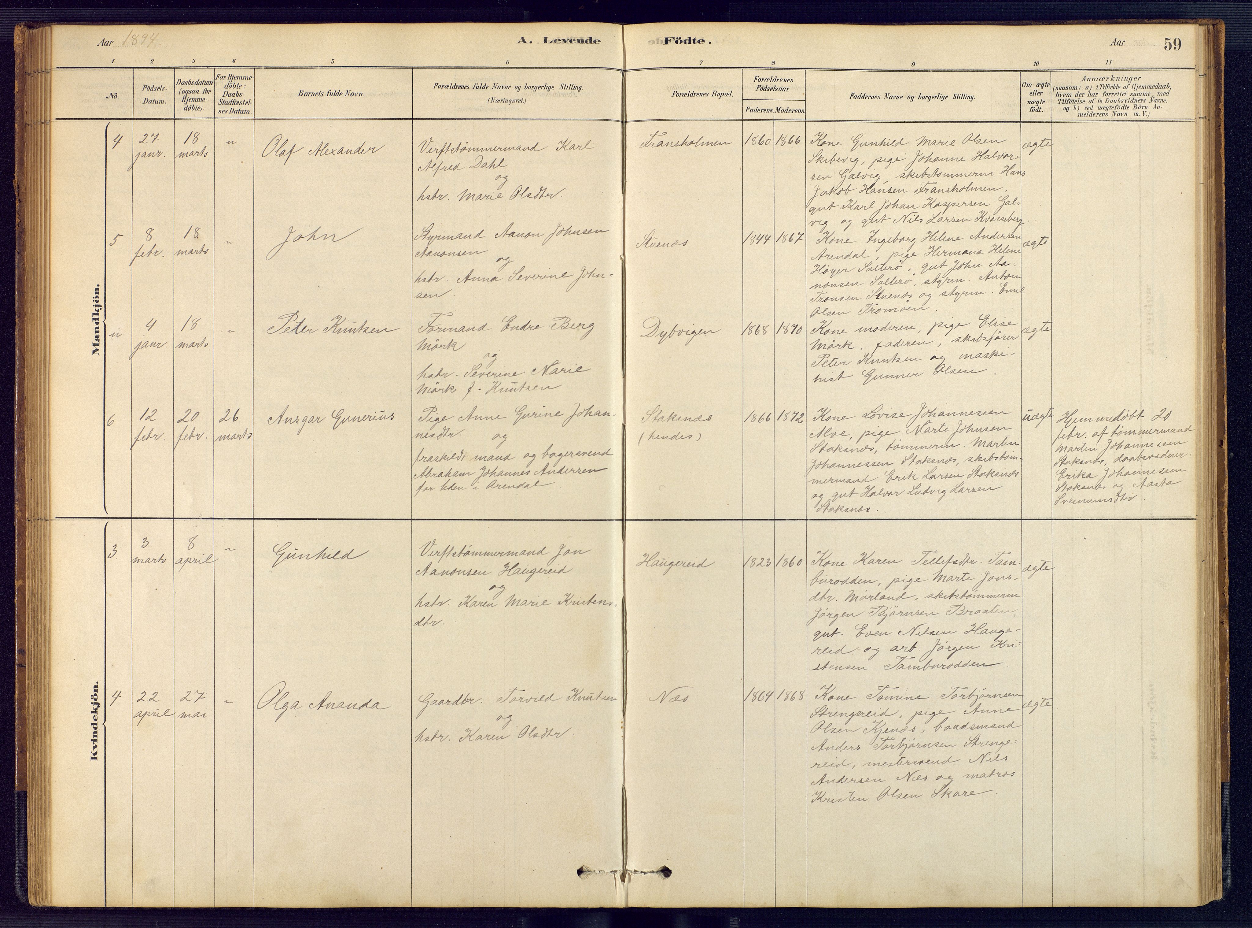 Austre Moland sokneprestkontor, AV/SAK-1111-0001/F/Fb/Fbb/L0001: Parish register (copy) no. B 1, 1878-1904, p. 59