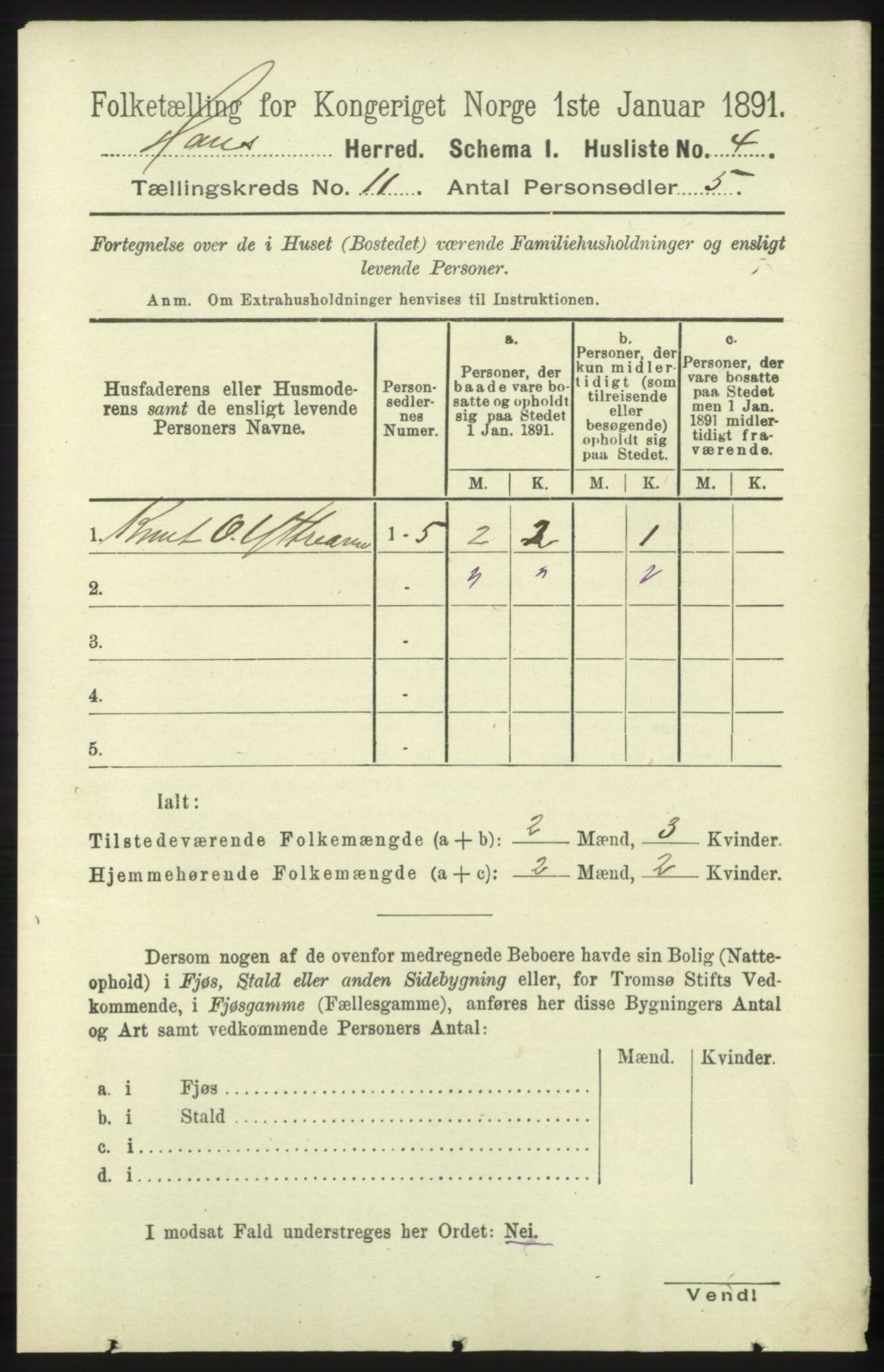 RA, 1891 census for 1250 Haus, 1891, p. 4275