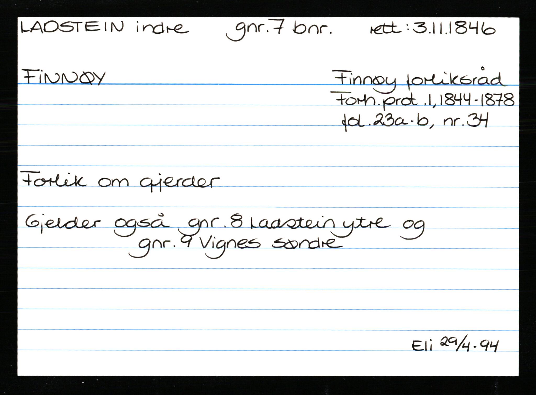 Statsarkivet i Stavanger, AV/SAST-A-101971/03/Y/Ym/L0033: Åstedskort sortert etter gårdsnavn: Kvelland - Lagestranden, 1600-1950, p. 648