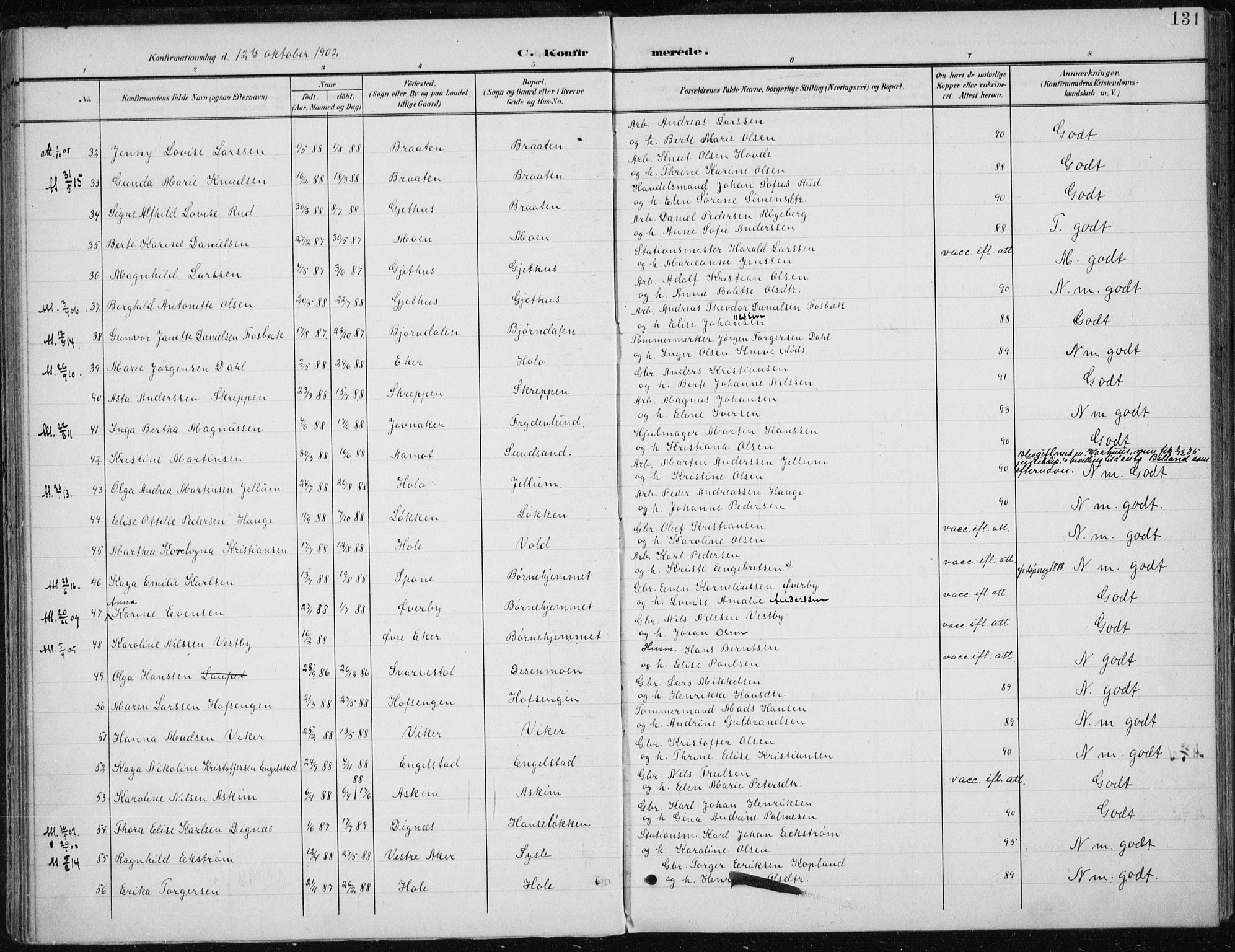 Modum kirkebøker, AV/SAKO-A-234/F/Fa/L0013: Parish register (official) no. 13, 1899-1907, p. 131