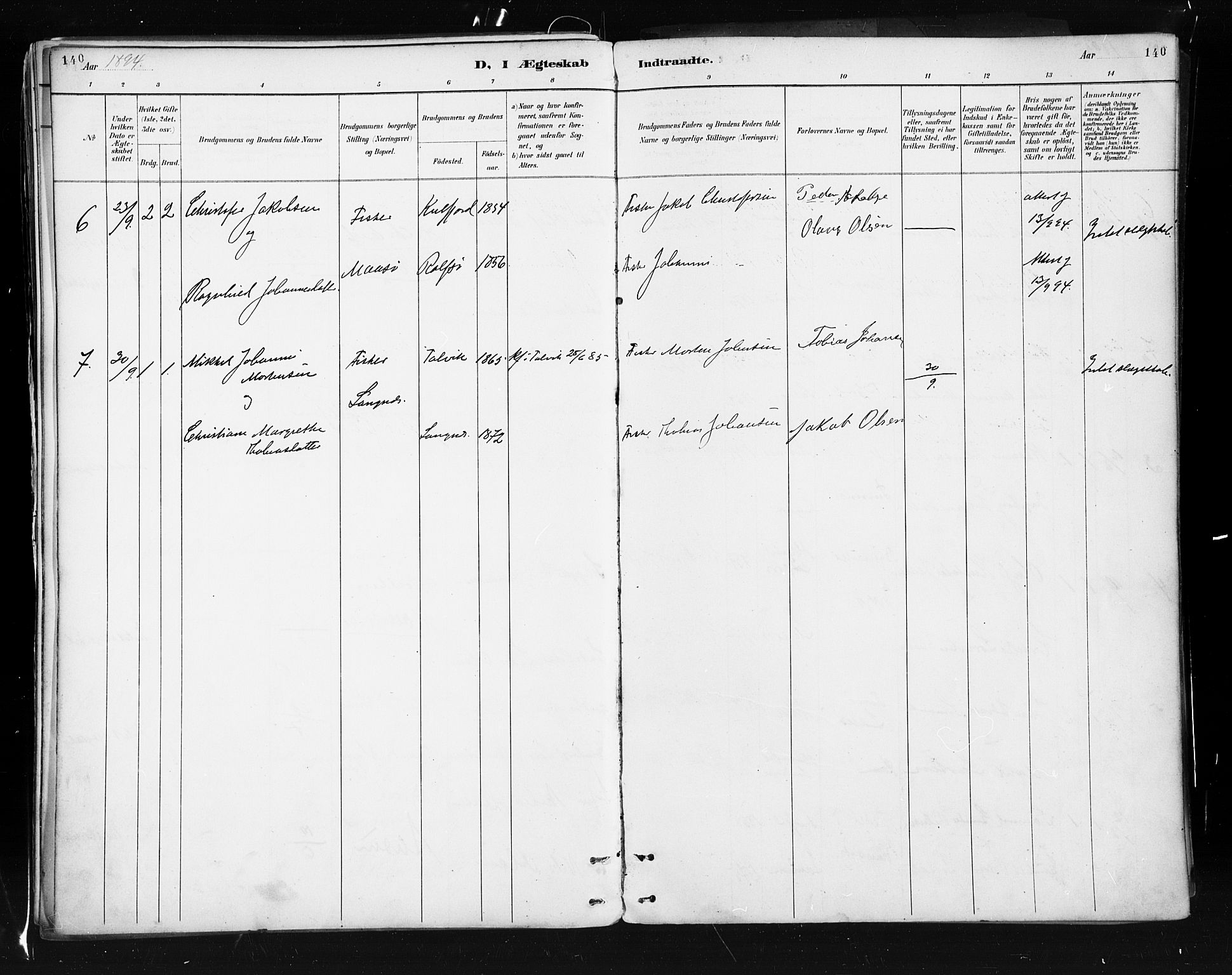 Måsøy sokneprestkontor, SATØ/S-1348/H/Ha/L0005kirke: Parish register (official) no. 5, 1892-1902, p. 140