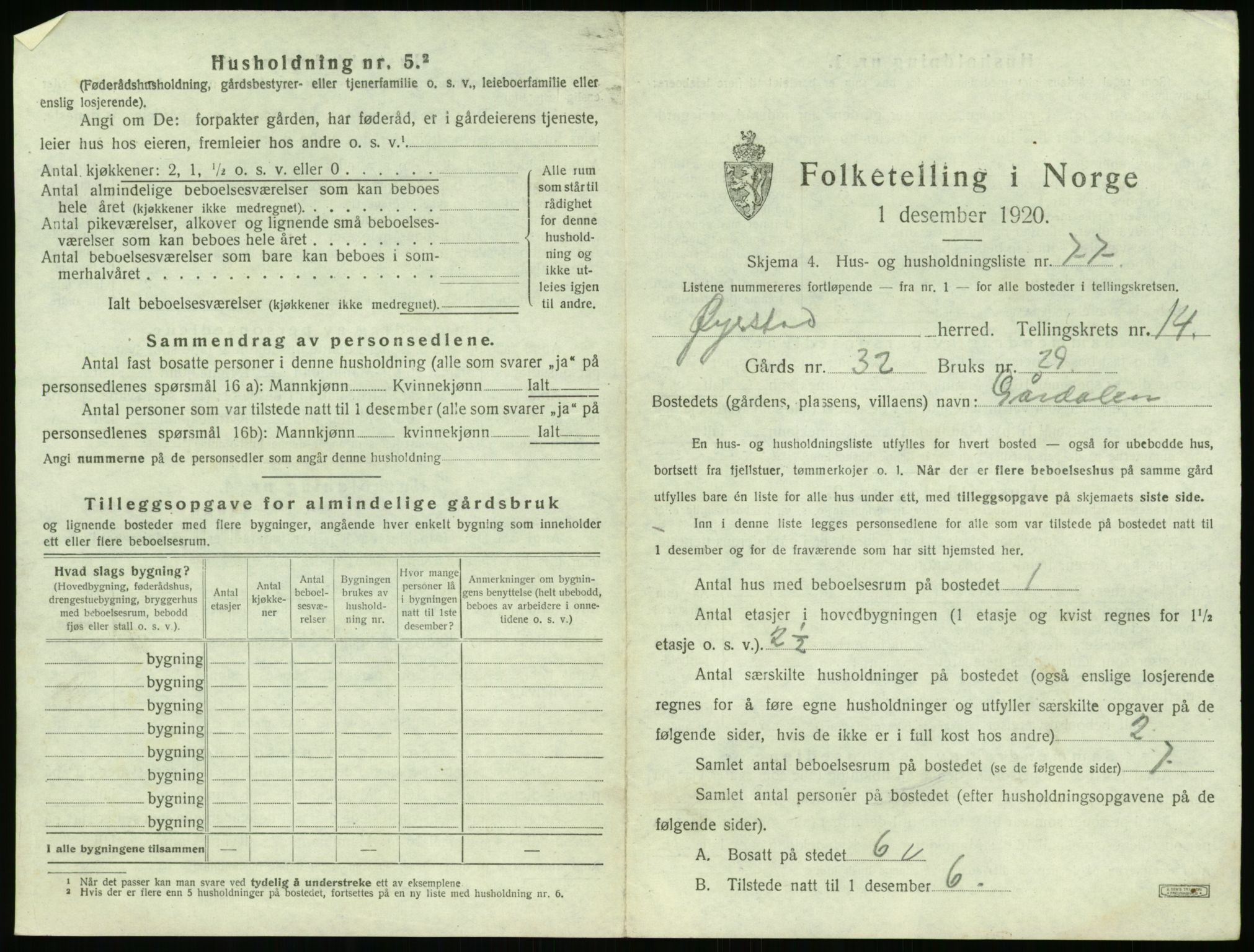 SAK, 1920 census for Øyestad, 1920, p. 1710