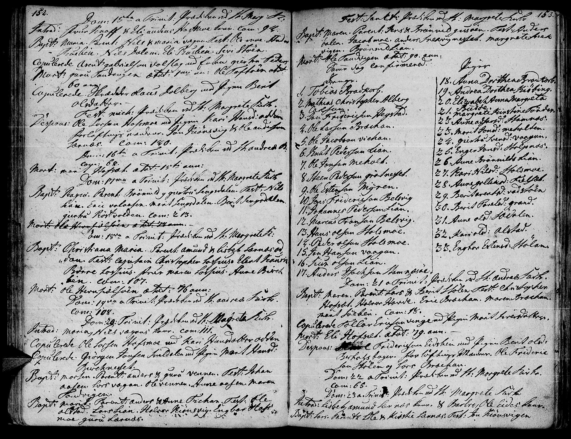 Ministerialprotokoller, klokkerbøker og fødselsregistre - Sør-Trøndelag, SAT/A-1456/630/L0489: Parish register (official) no. 630A02, 1757-1794, p. 152-153