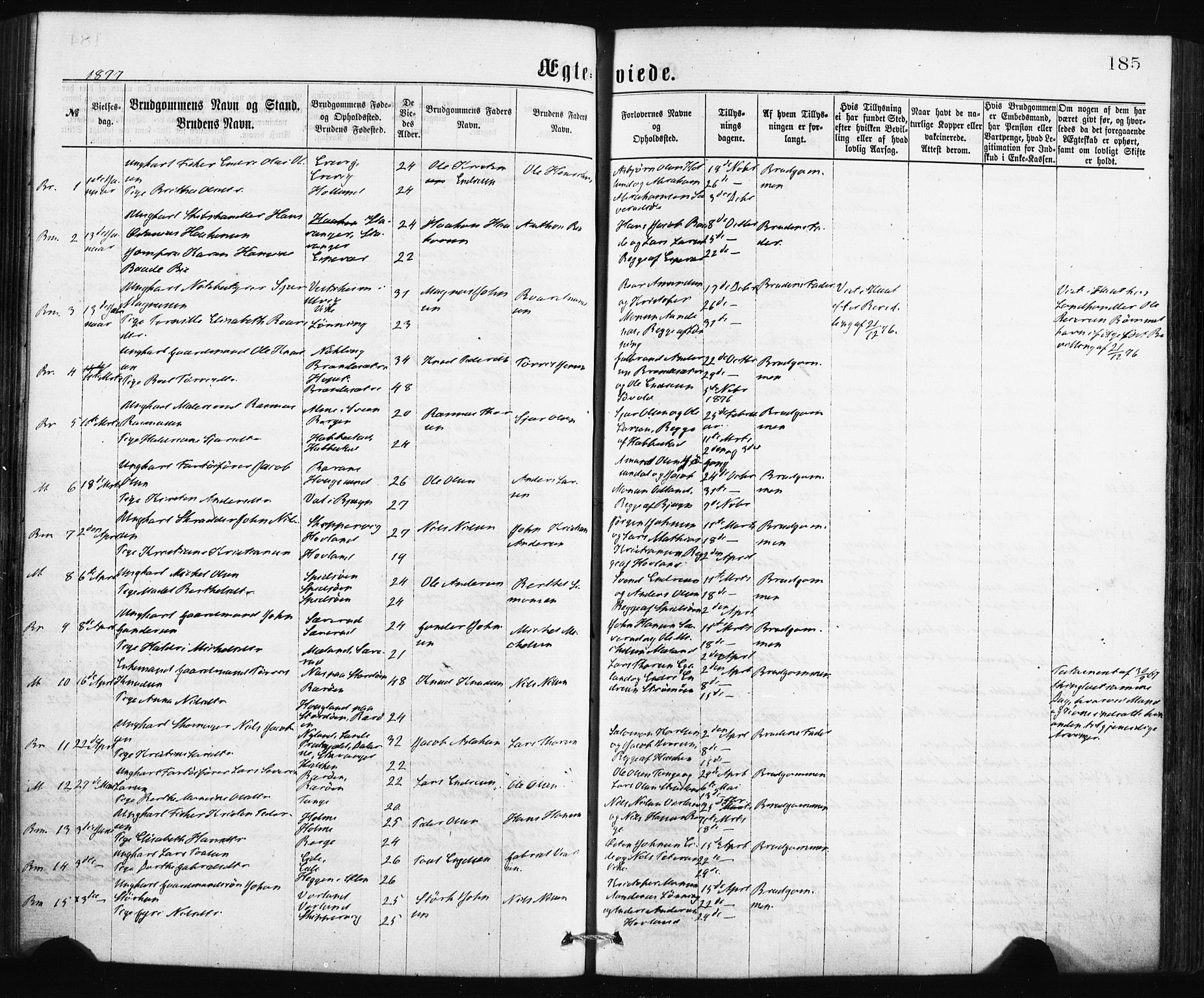 Finnås sokneprestembete, SAB/A-99925/H/Ha/Haa/Haaa/L0009: Parish register (official) no. A 9, 1873-1881, p. 185