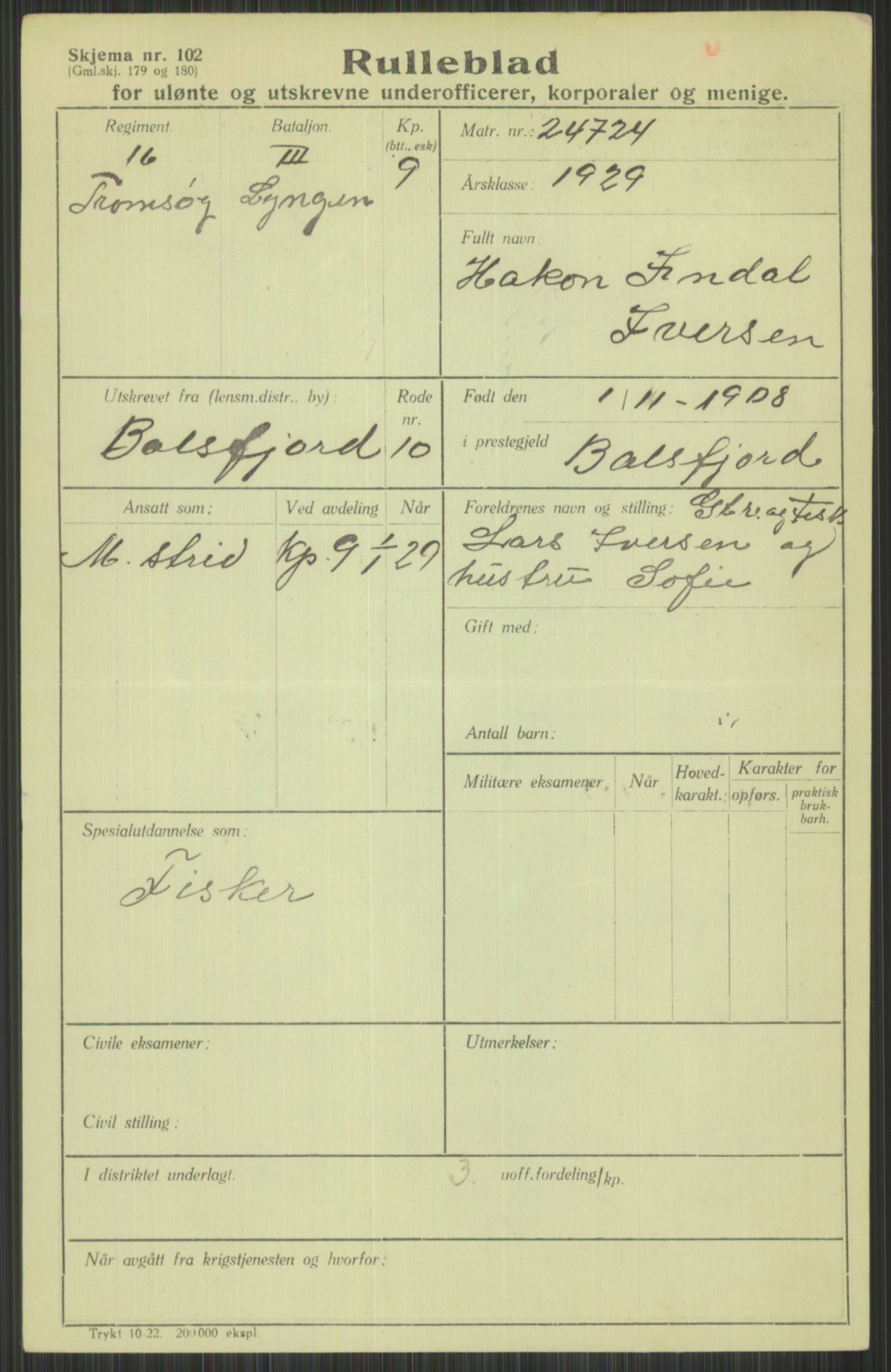 Forsvaret, Troms infanteriregiment nr. 16, AV/RA-RAFA-3146/P/Pa/L0013/0004: Rulleblad / Rulleblad for regimentets menige mannskaper, årsklasse 1929, 1929, p. 489