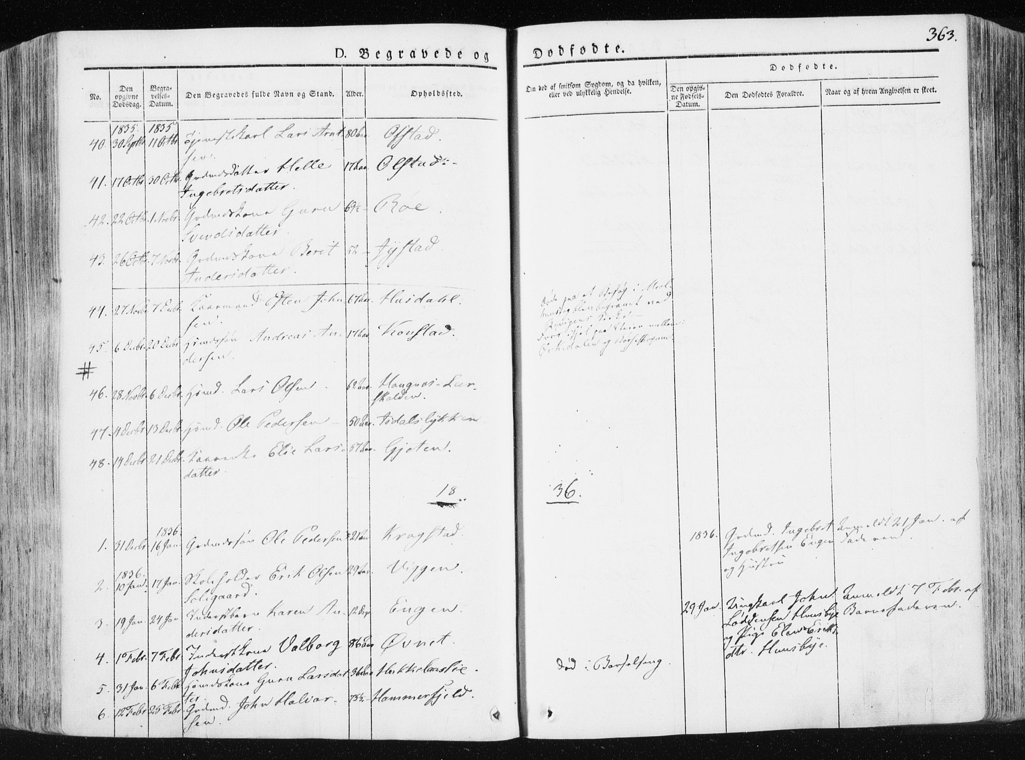 Ministerialprotokoller, klokkerbøker og fødselsregistre - Sør-Trøndelag, SAT/A-1456/665/L0771: Parish register (official) no. 665A06, 1830-1856, p. 363