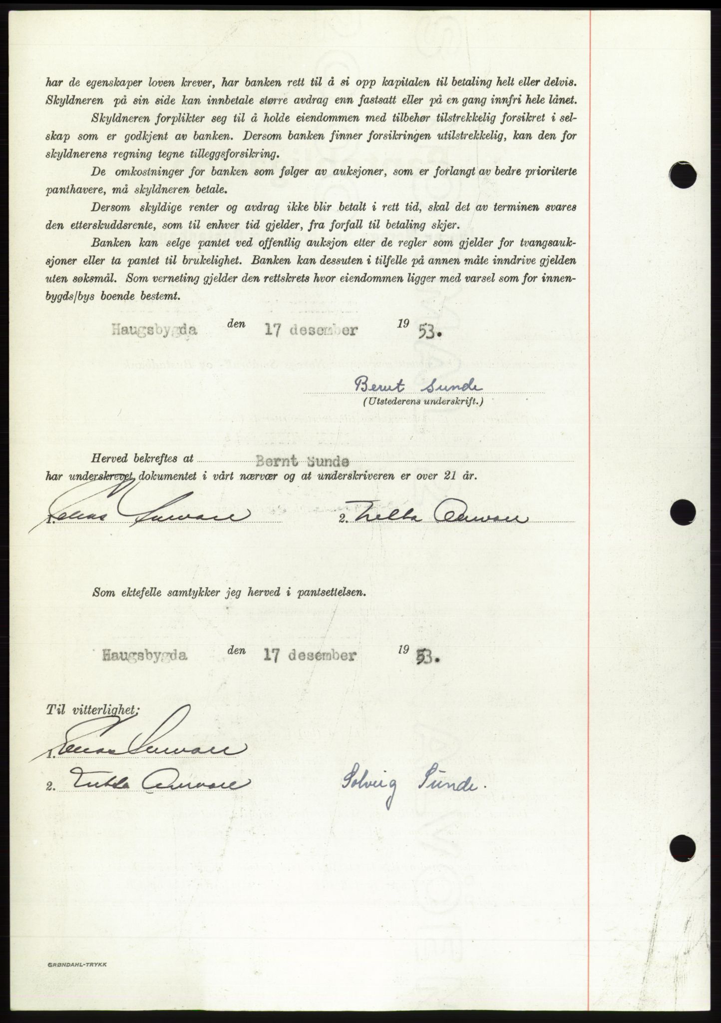 Søre Sunnmøre sorenskriveri, AV/SAT-A-4122/1/2/2C/L0124: Mortgage book no. 12B, 1953-1954, Diary no: : 3206/1953