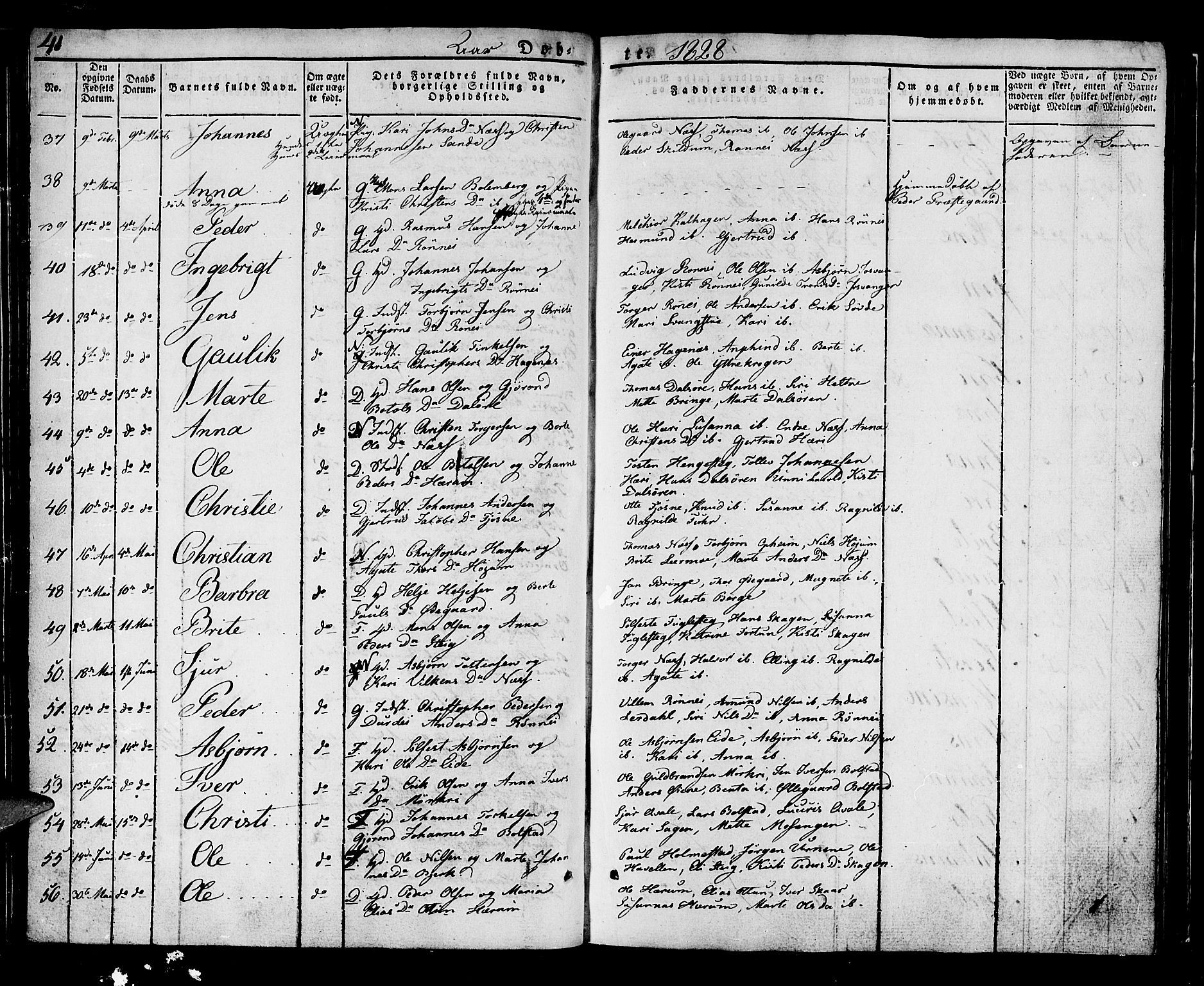 Luster sokneprestembete, AV/SAB-A-81101/H/Haa/Haaa/L0004: Parish register (official) no. A 4, 1821-1832, p. 41