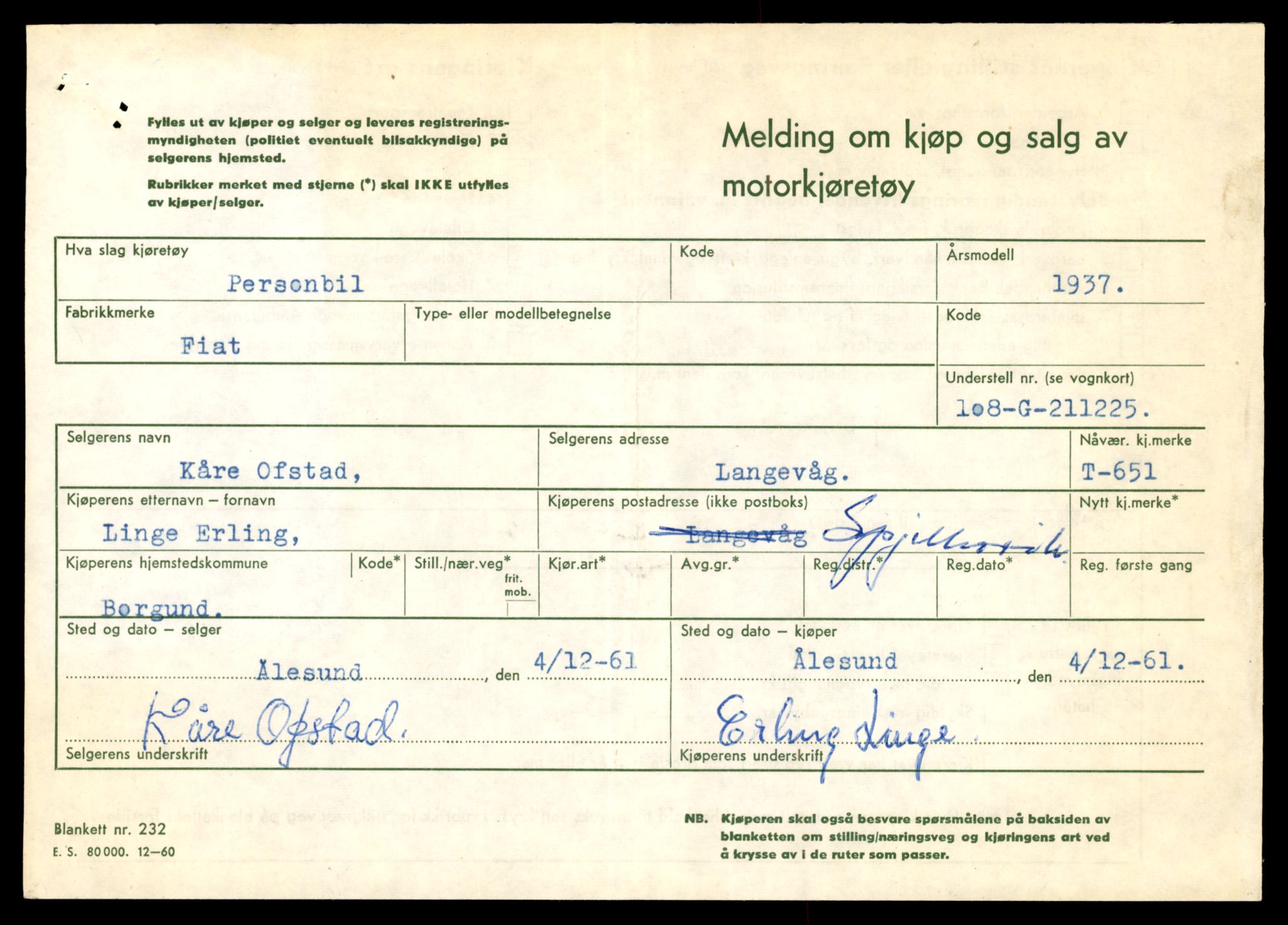 Møre og Romsdal vegkontor - Ålesund trafikkstasjon, SAT/A-4099/F/Fe/L0007: Registreringskort for kjøretøy T 651 - T 746, 1927-1998, p. 23