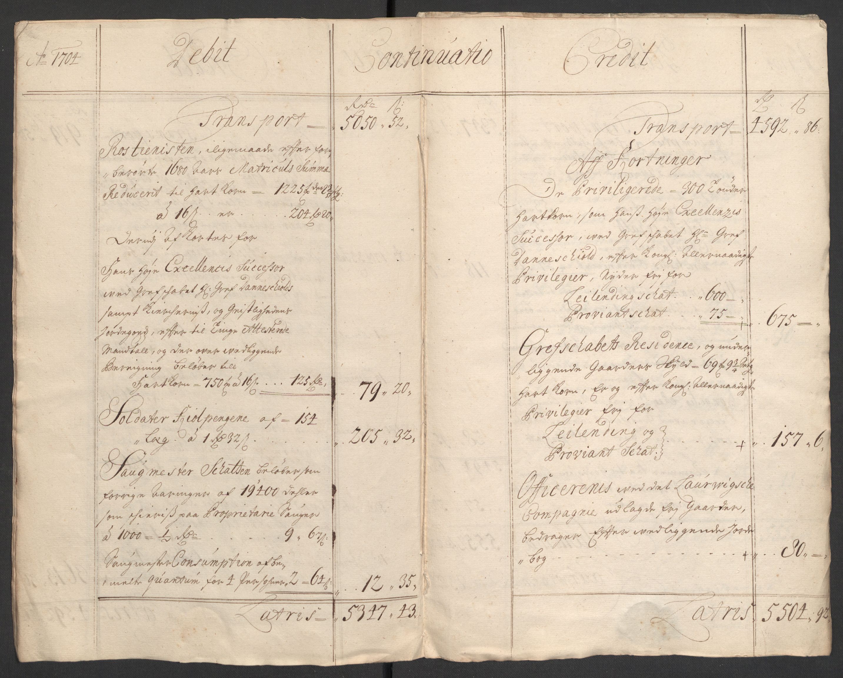 Rentekammeret inntil 1814, Reviderte regnskaper, Fogderegnskap, RA/EA-4092/R33/L1978: Fogderegnskap Larvik grevskap, 1704-1705, p. 6