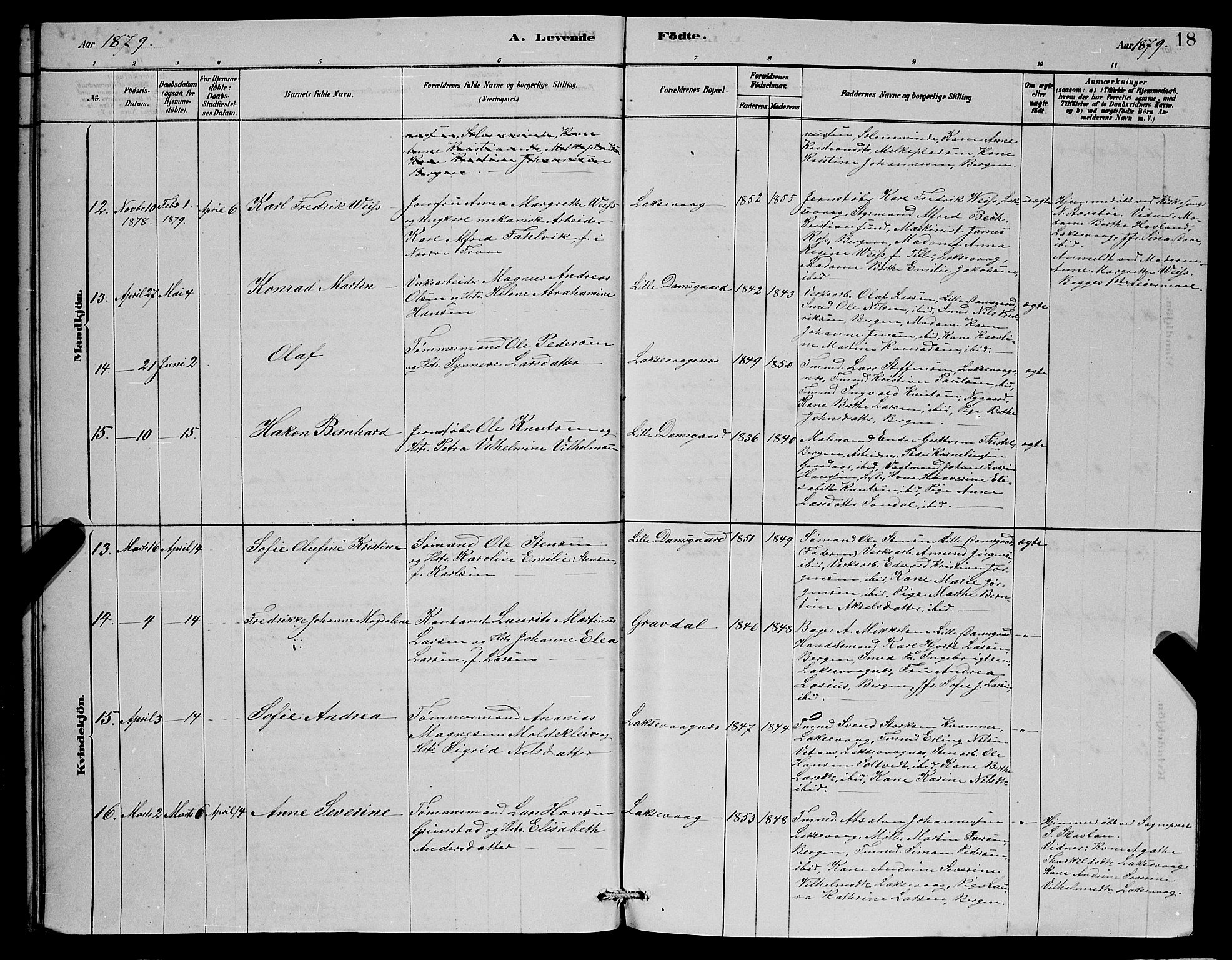 Laksevåg Sokneprestembete, SAB/A-76501/H/Ha/Hab/Haba/L0002: Parish register (copy) no. A 2, 1877-1887, p. 18