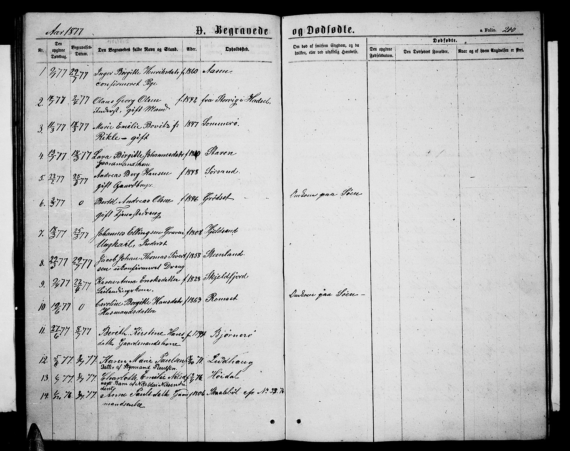 Ministerialprotokoller, klokkerbøker og fødselsregistre - Nordland, SAT/A-1459/893/L1348: Parish register (copy) no. 893C03, 1867-1877, p. 200