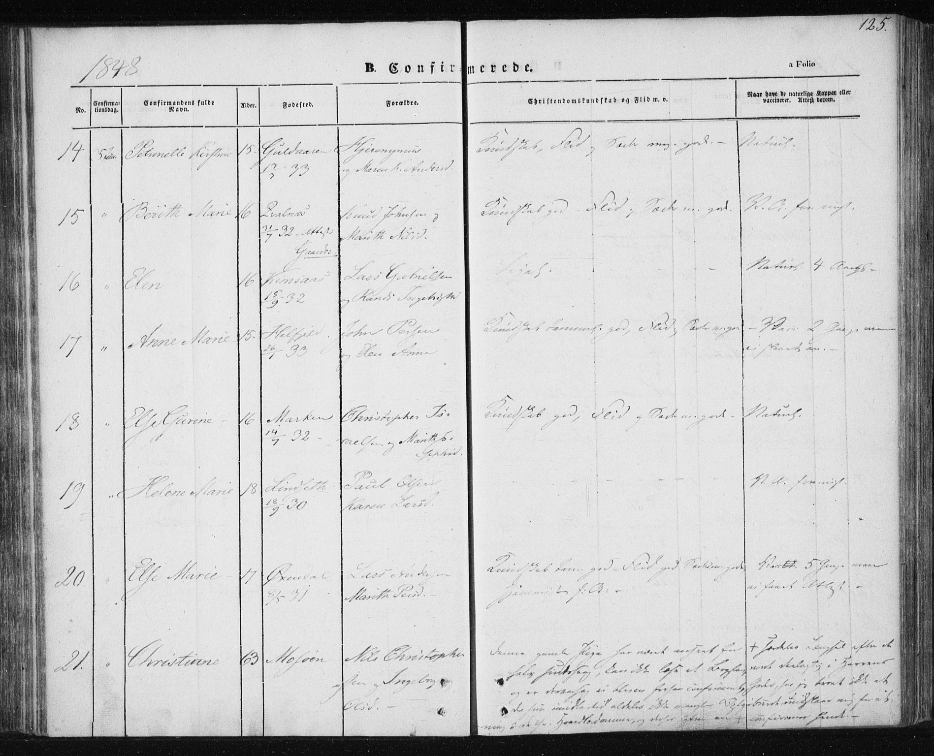 Ministerialprotokoller, klokkerbøker og fødselsregistre - Nordland, AV/SAT-A-1459/820/L0291: Parish register (official) no. 820A12, 1846-1854, p. 125