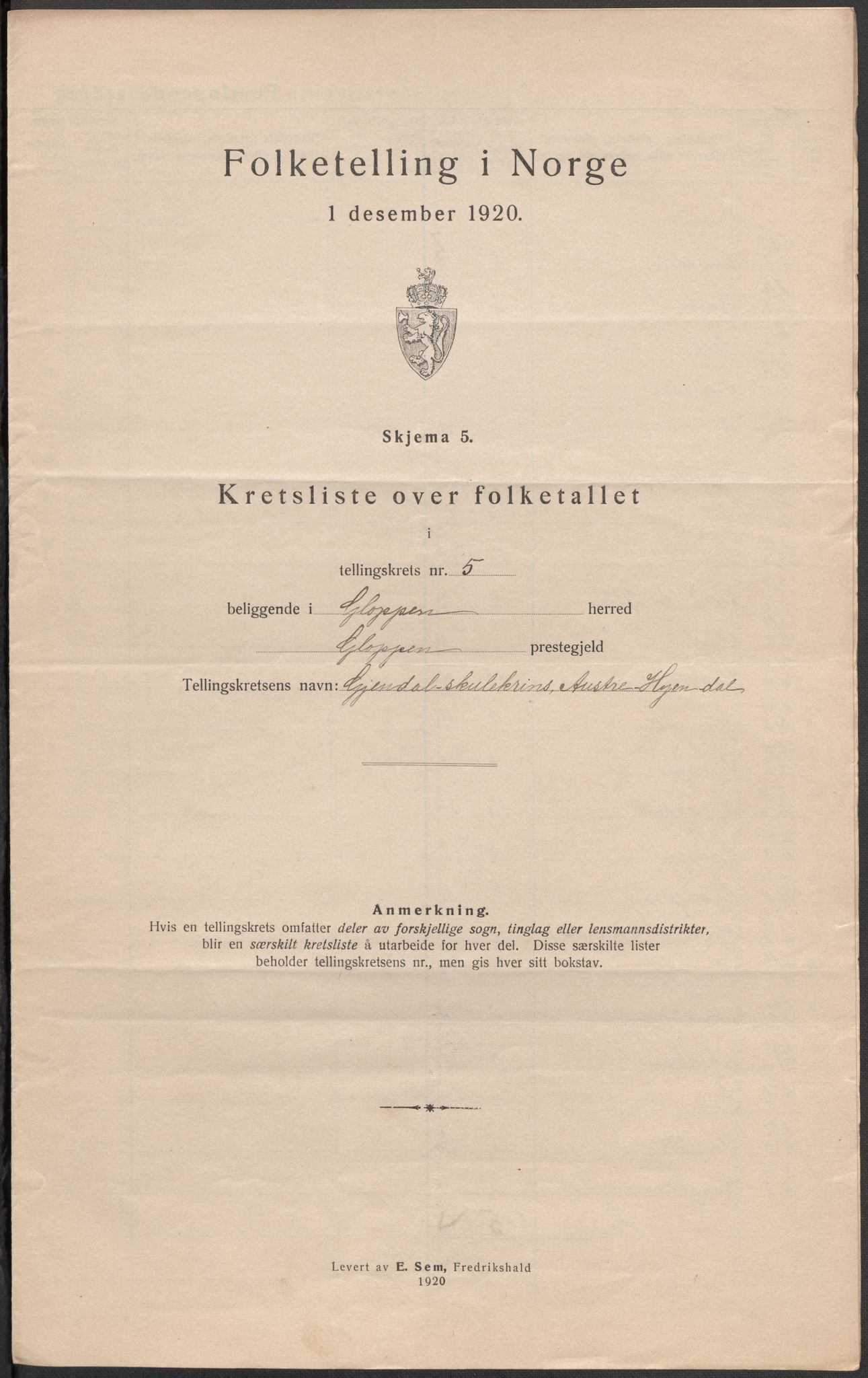 SAB, 1920 census for Gloppen, 1920, p. 18