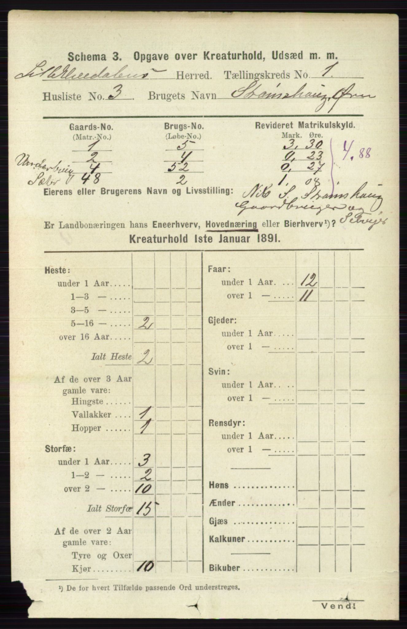 RA, 1891 census for 0438 Lille Elvedalen, 1891, p. 3914