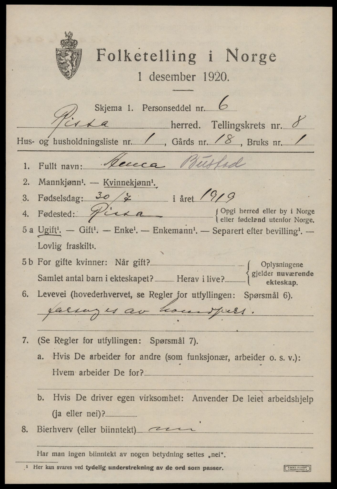 SAT, 1920 census for Rissa, 1920, p. 5471